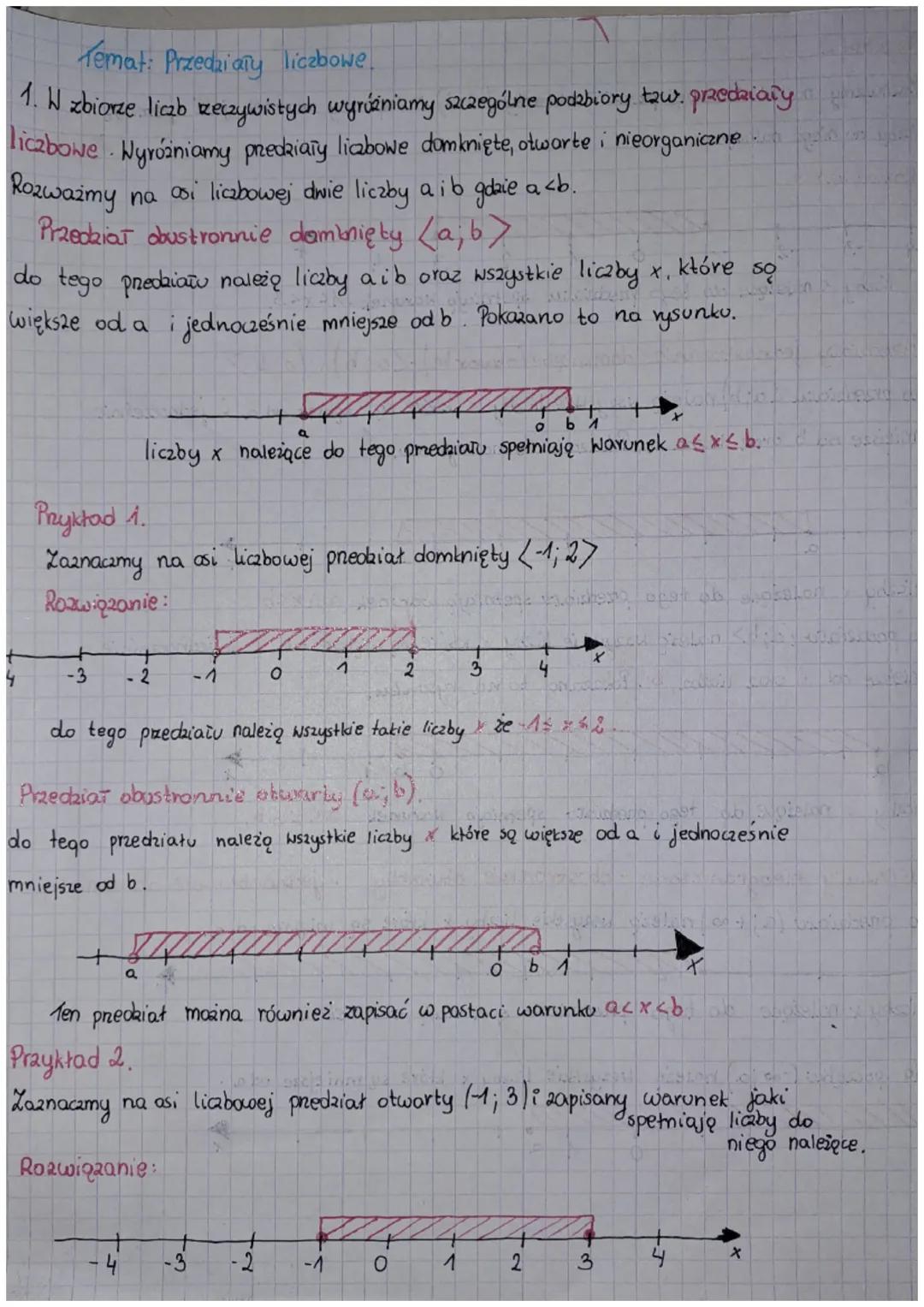 przedziały liczbowe