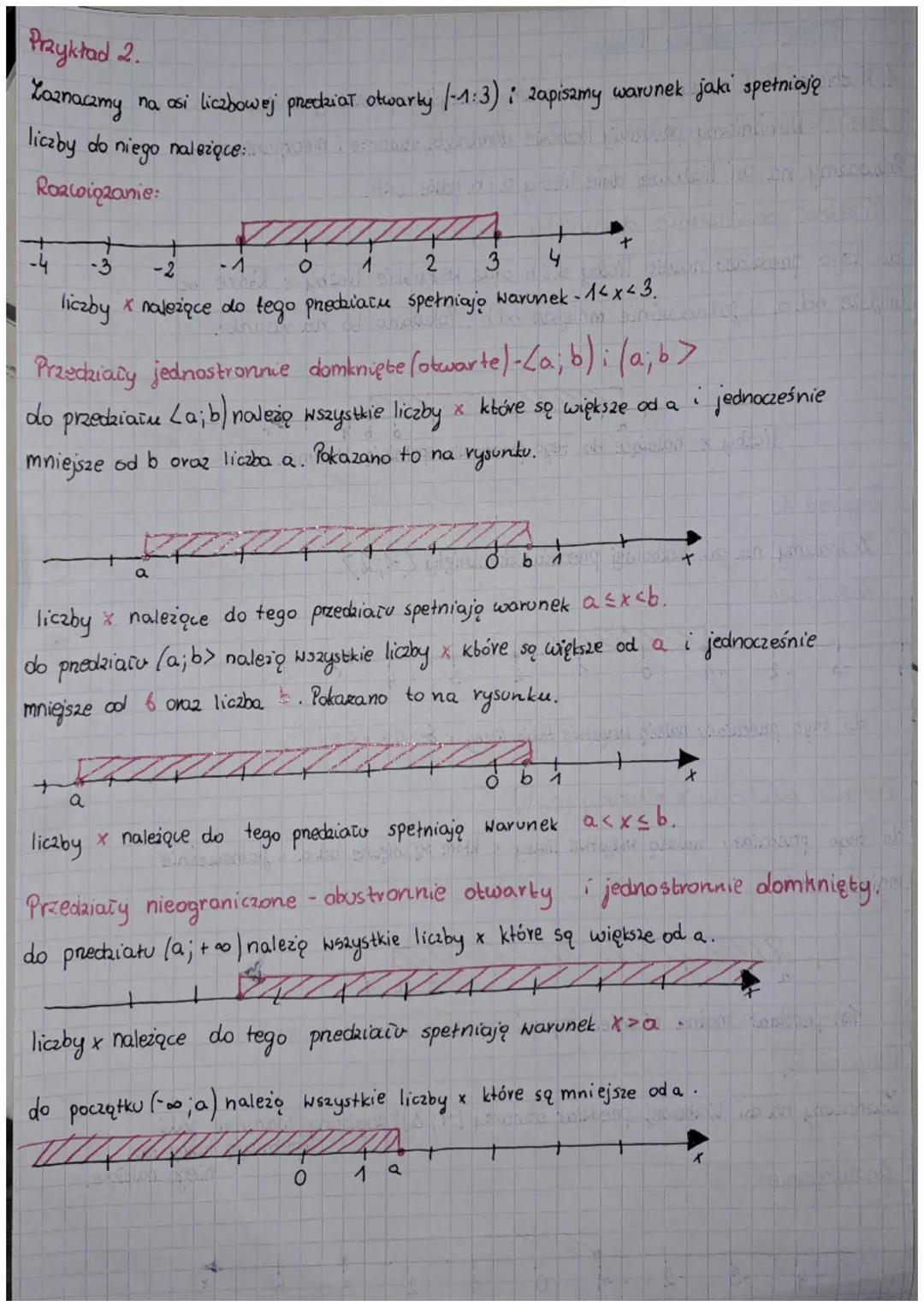 # Temat: Przedziały liczbowe.
1. W zbiorze liczb rzeczywistych wyróżniamy szczególne podzbiory taw. praedaiały
Liczbowe. Wyróżniamy prekiaï