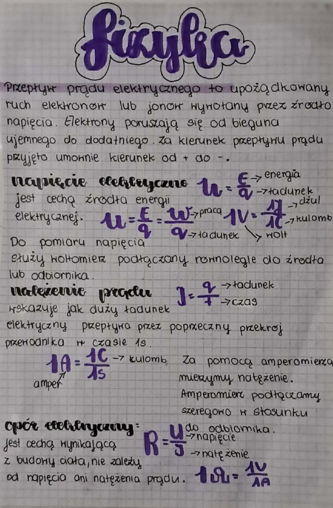 --- OCR Start ---
Opor elektryczny rorny jest 1 omoni, jeżeli napięcie AV
кунонија przepłym prądu ronny 1A,
Opor elektryczny mierzymy za pom