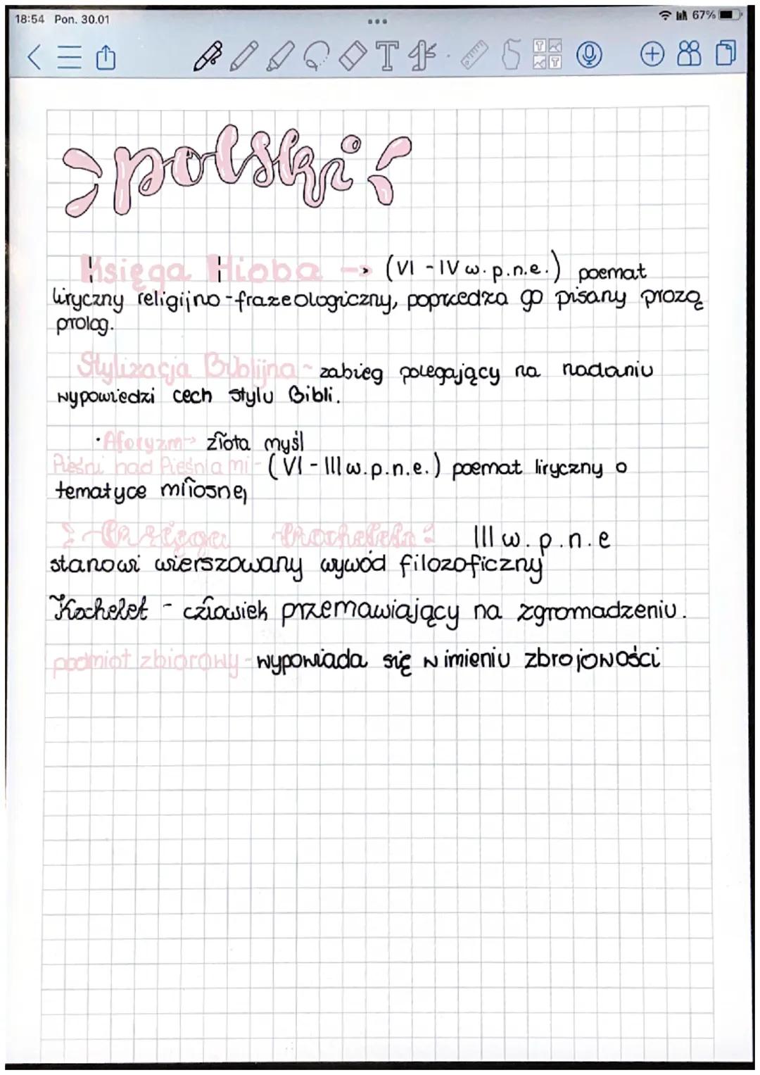 18:54 Pon. 30.01
Q =
B
800
◊T*
T+
•Aforyzm złota myśl
Pieśni had Pieśnia mi
tematyce milosne,
51
spolshif
Księga Hioba » (VI-IV w.p.n.e.) po