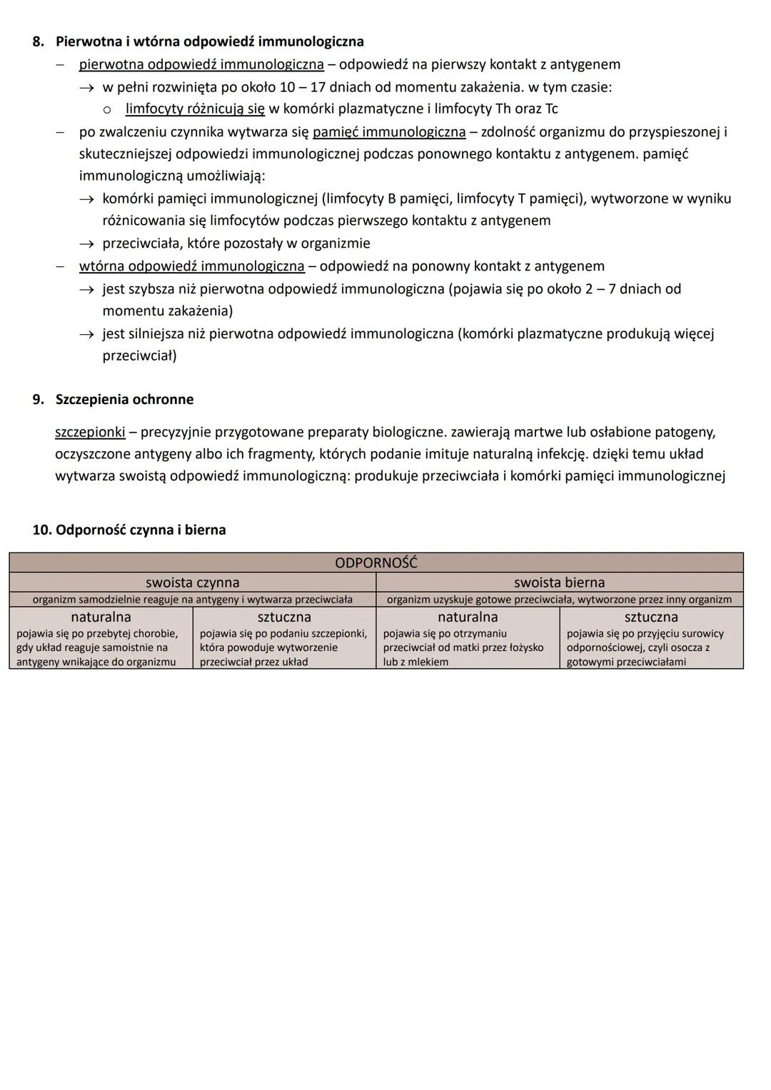 6.8 Rodzaje i mechanizmy odporności
1. Odporność - zdolność organizmu do obrony przed czynnikami chorobotwórczymi.
ODPORNOŚĆ
|