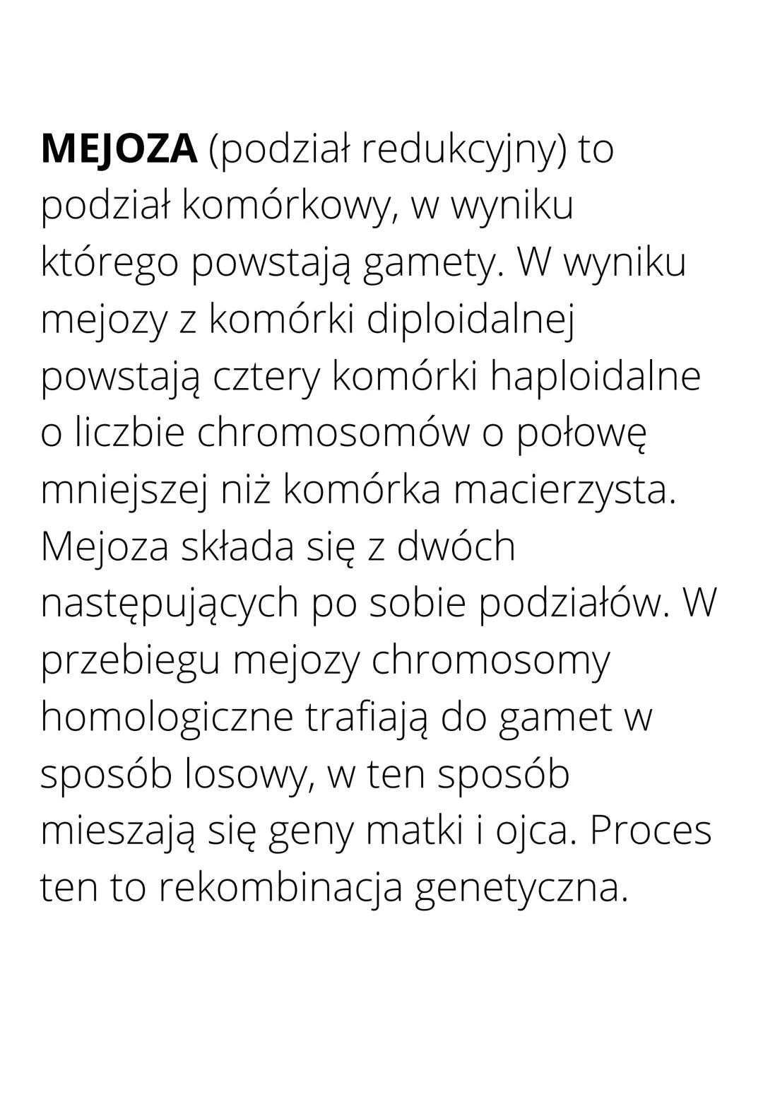 MITOZA to podział komórkowy, w
wyniku którego z komórki
macierzystej powstają dwie
identyczne komórki, w każdej
komórce potomnej (takiej, kt