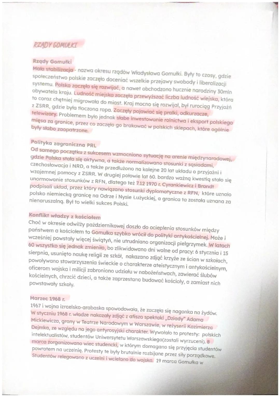 Rządy Gomułki w Polsce