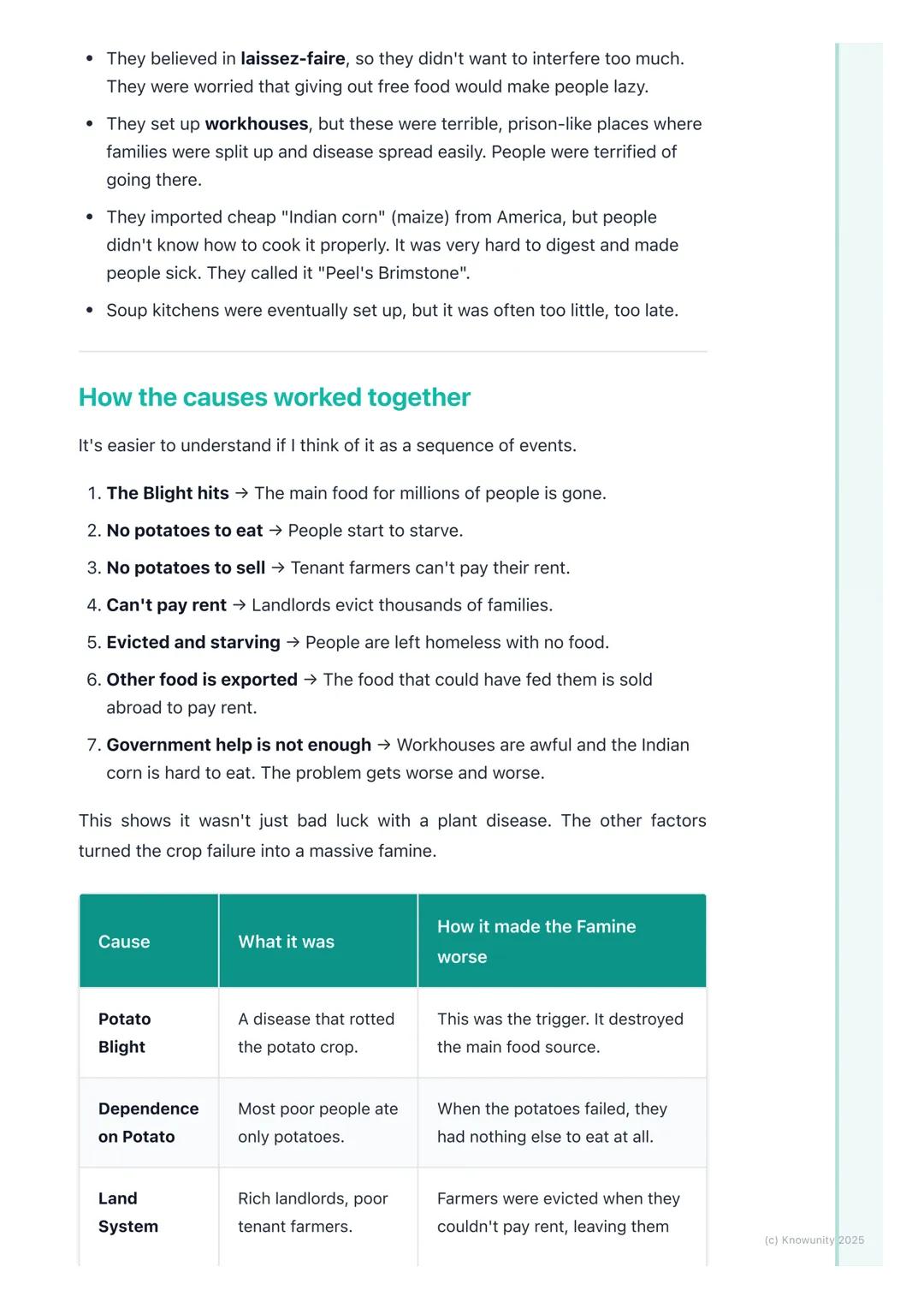 # Causes of the Famine
An introduction to the causes
The Great Famine, or An Gorta Mór, happened in Ireland between 1845 and
1852. It wasn