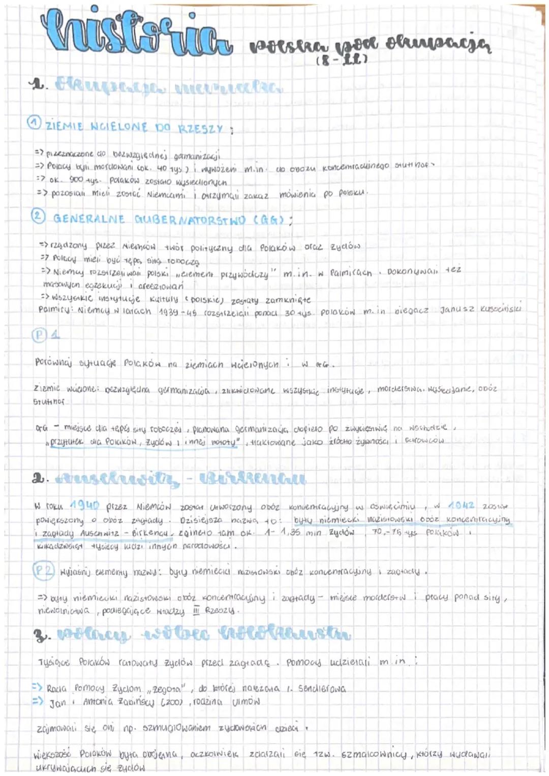 historia Polska pod okupacją
(8-11)
1. Chupata miniat
ZIEMIE NGIELONE DO RZESZY :
=> pizeznaczone do bozwzględnej gamanizacji
=> Polacy byli