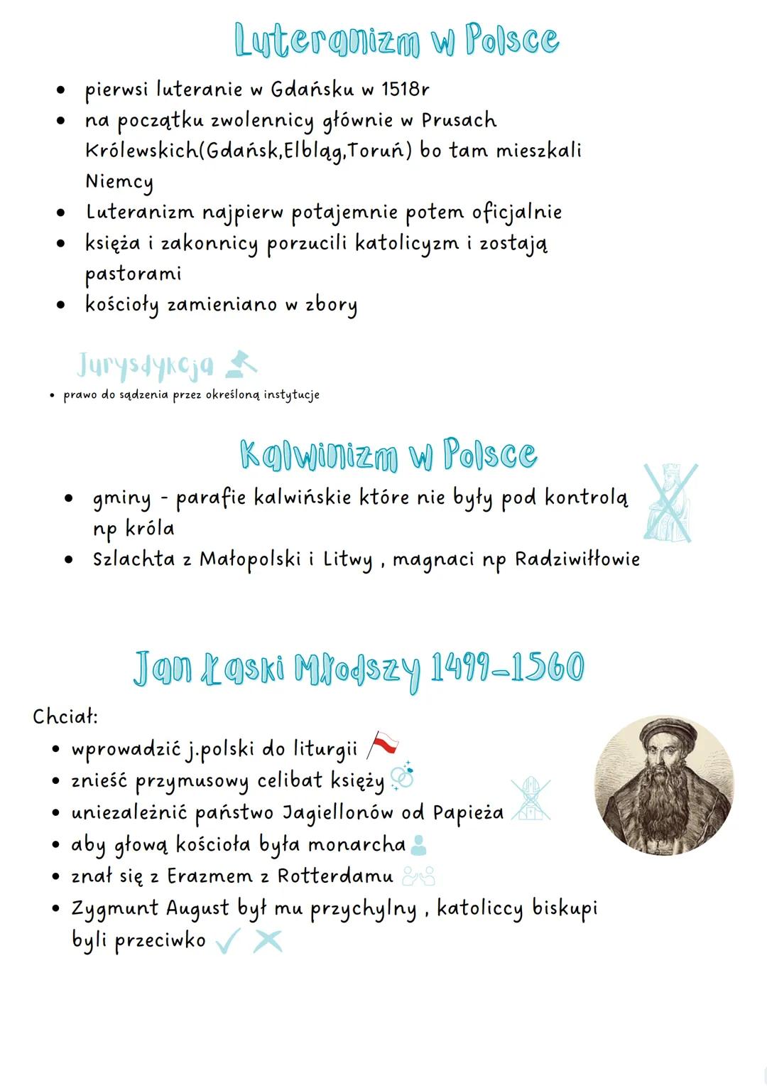 reformaçja i
kontrreformaçja
w polsce # Luteranizm w Polsce
* pierwsi luteranie w Gdańsku w 1518r
* na początku zwolennicy głównie w Pr