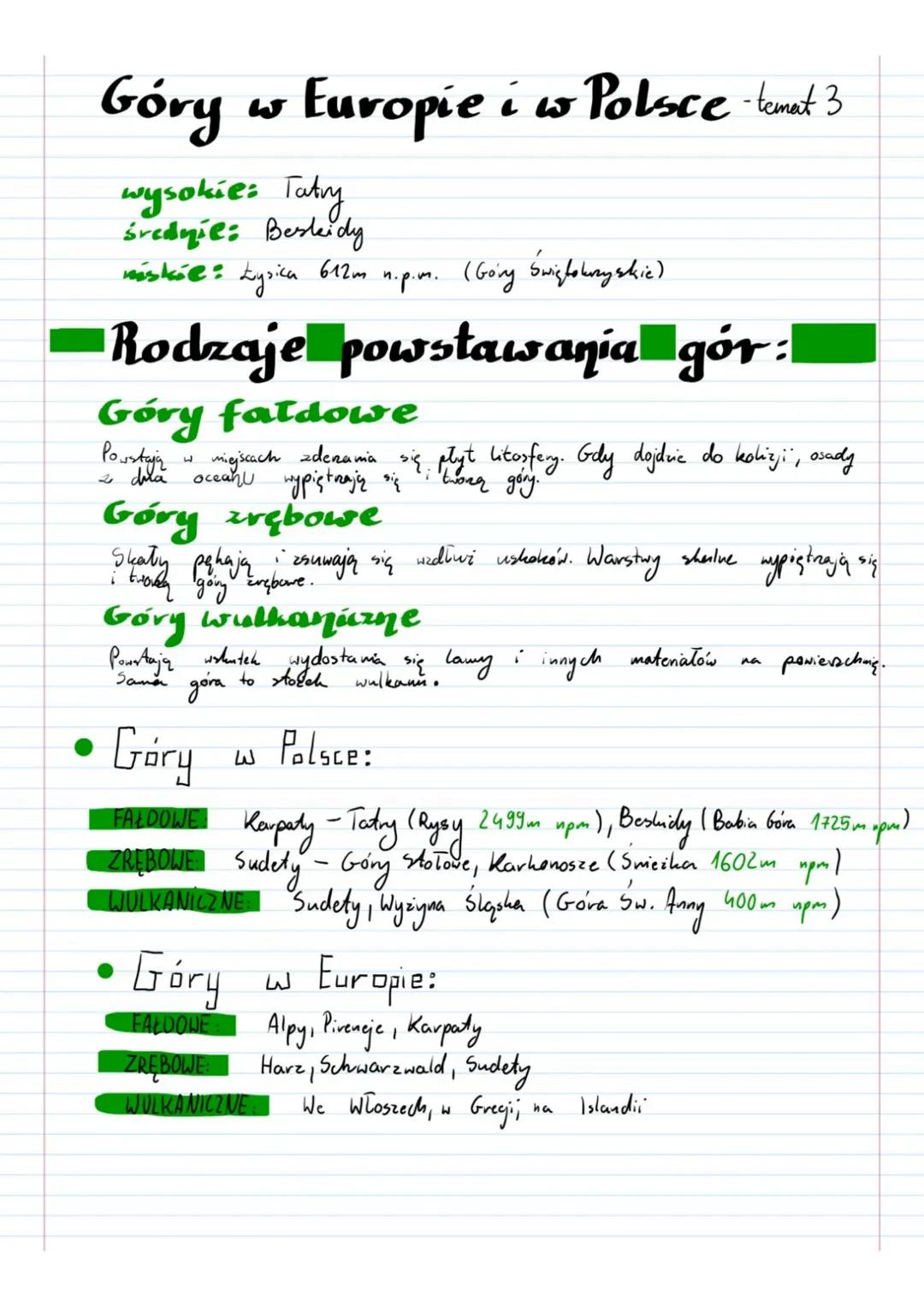 Góry w Europie i Polsce