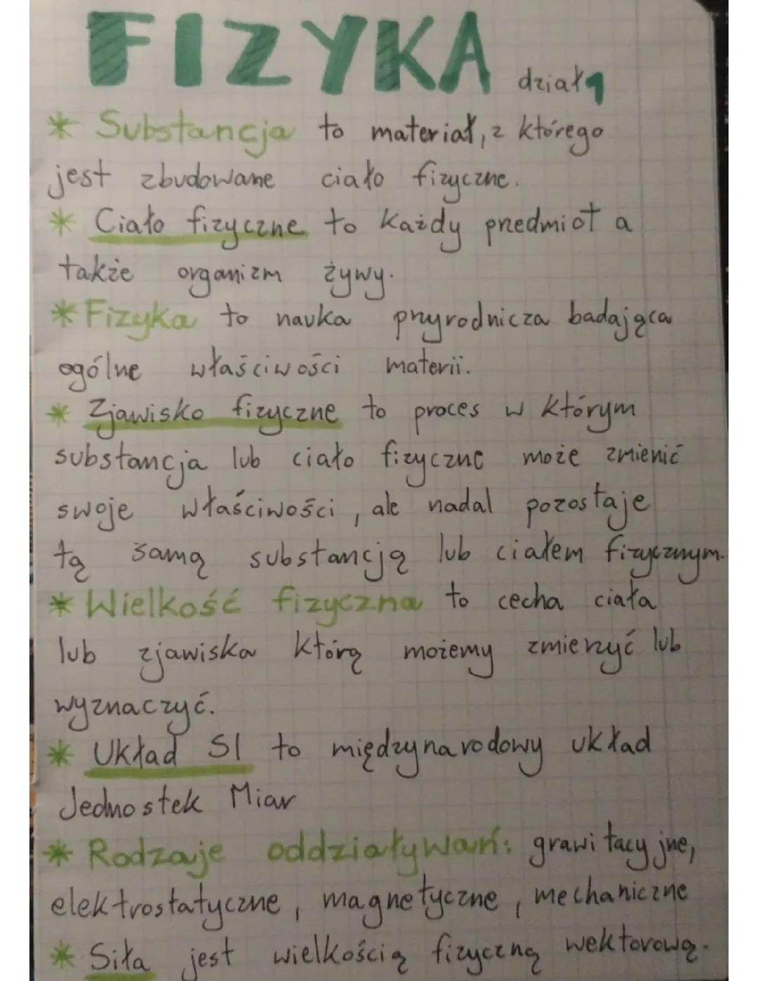 Fizyka dział 1 klasa7