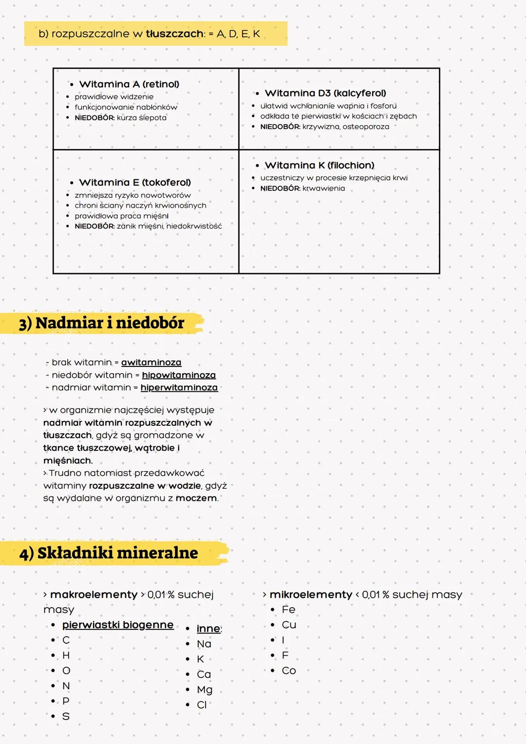 # WITAMINY
1) Budowa
- związki organiczne o budowie
prostej, niezbędne do
prawidłowego przebiegu procesów
metabolicznych. Mają dużą
aktywn