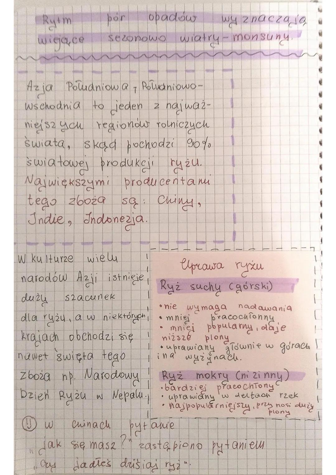 --- OCR Start ---
Kultura ryżu w
klimacie monsunowym
Cyckulacja monsunawa
Przyczyną występowania tak obfitych opadów w tej
częśca Azji jes