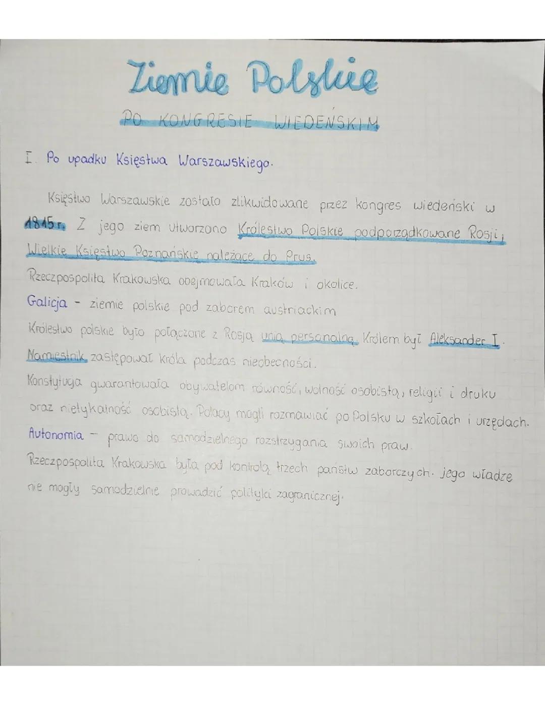 Ziemie polskie po kongresie wiedeńskim