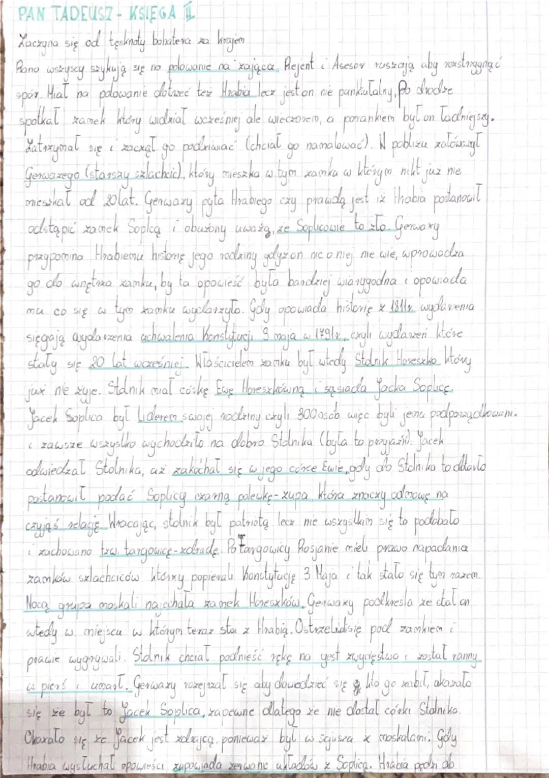 # PAN TADEUSZ - KSIĘGA
Zaczęło się od teksty bohaterskiej za krąjem
Poma wszyscy szykują się na położenie na zajęcia. Rejent i Asesor
op