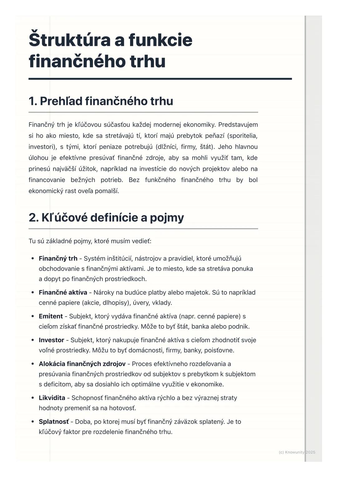 # Štruktúra a funkcie
finančného trhu
1. Prehľad finančného trhu
Finančný trh je kľúčovou súčasťou každej modernej ekonomiky. Predstavujem