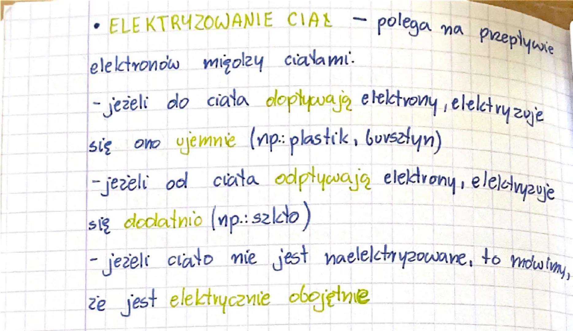 Temat: Elektryzowanie ciat.
·
ELEKTROSTATYKA - dziat fizyki zajmujący się
oddziaływaniami i właściwościami tadunków elektrycznych
w stanie s