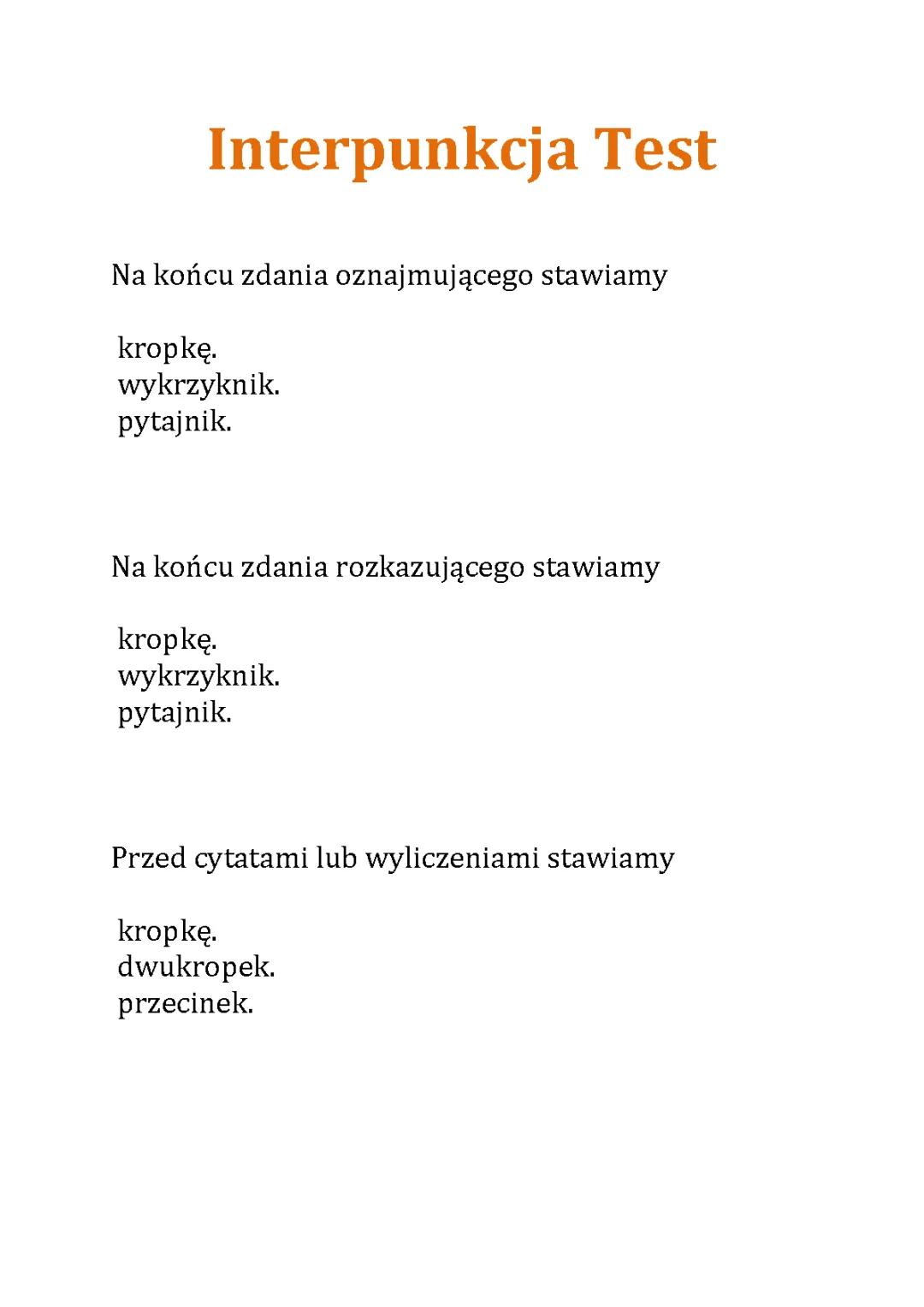 Interpunkcja Test