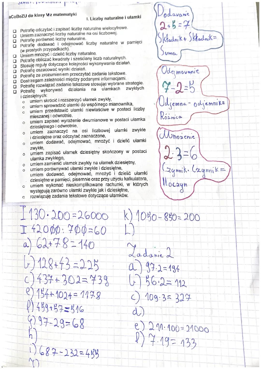 Liczby naturalne i ułamki