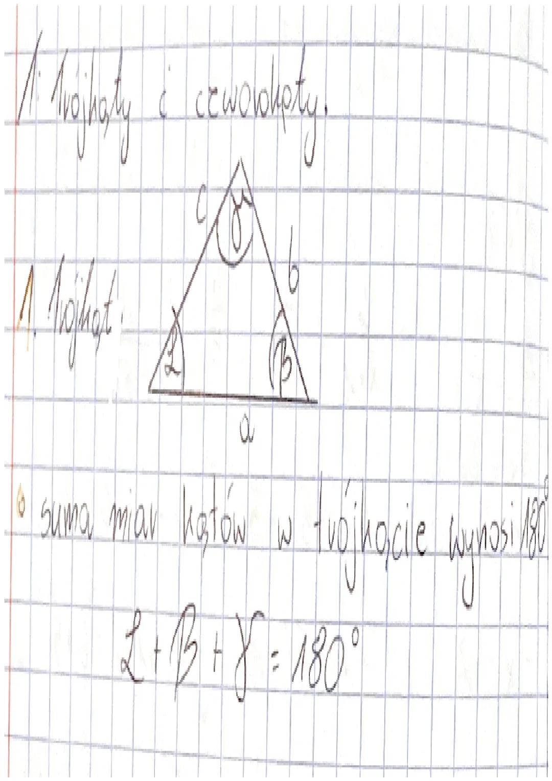 Nagpaply & conocodety
cewaldhot
o
A Naked
Suma miar Katow w
trojkocile.
FX = 180°
amosi ked
ho • Każdy bok trójkąta
długość mniejszą
niż sum