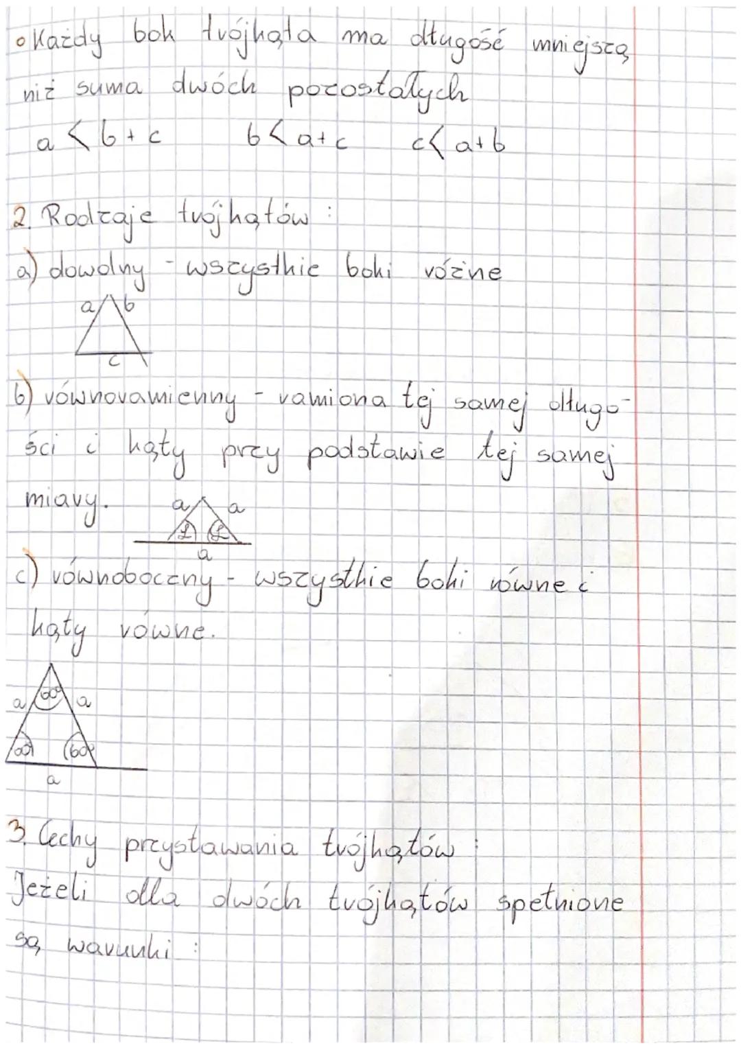 Nagpaply & conocodety
cewaldhot
o
A Naked
Suma miar Katow w
trojkocile.
FX = 180°
amosi ked
ho • Każdy bok trójkąta
długość mniejszą
niż sum