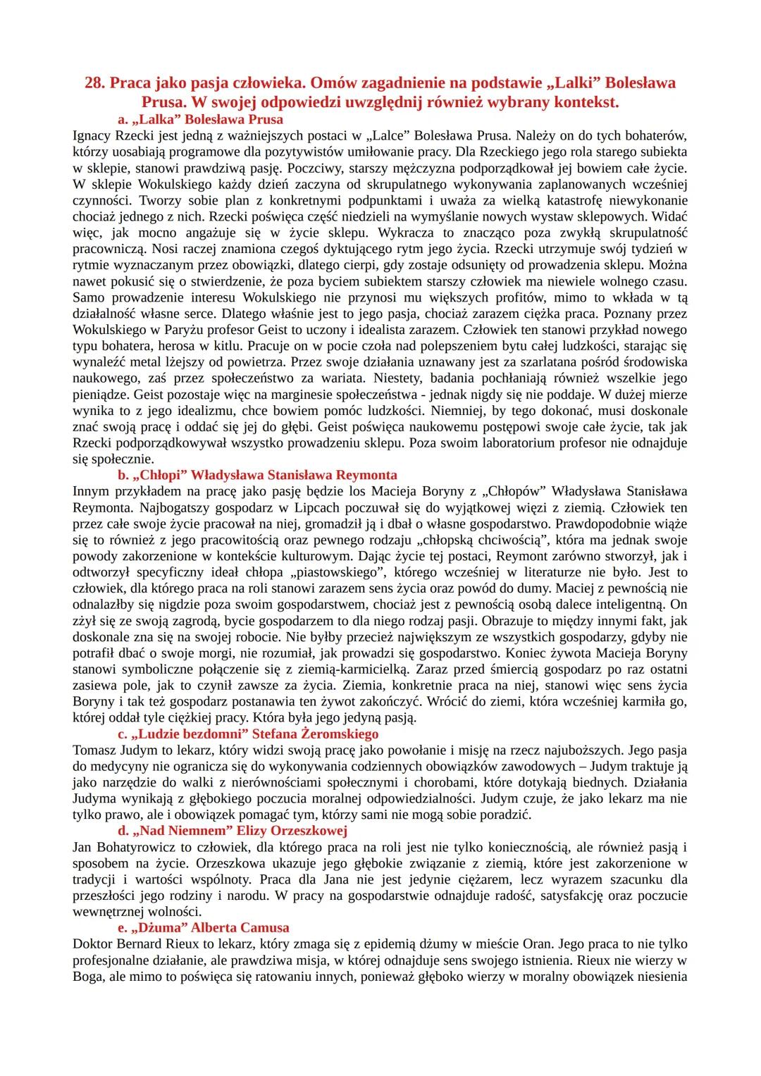 # PYTANIA JAWNE
# „LALKA" BOLESŁAWA PRUSA
26. Miłość siła destrukcyjna czy motywująca do działania? Omów zagadnienie na
podstawie „Lalki"