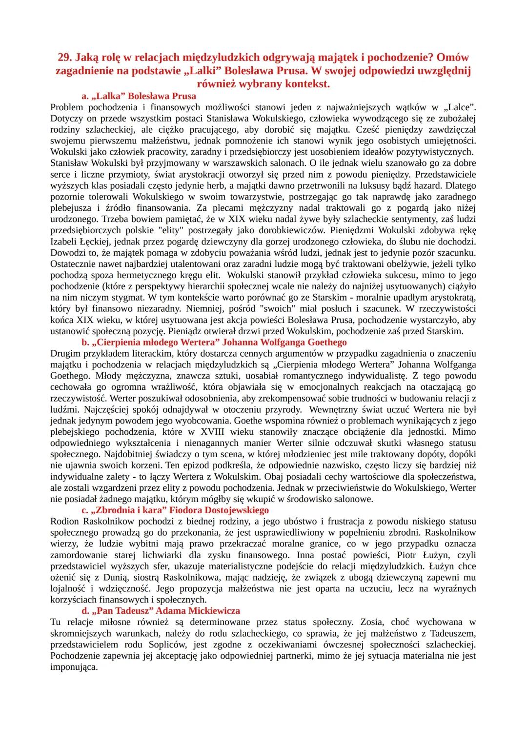 # PYTANIA JAWNE
# „LALKA" BOLESŁAWA PRUSA
26. Miłość siła destrukcyjna czy motywująca do działania? Omów zagadnienie na
podstawie „Lalki"