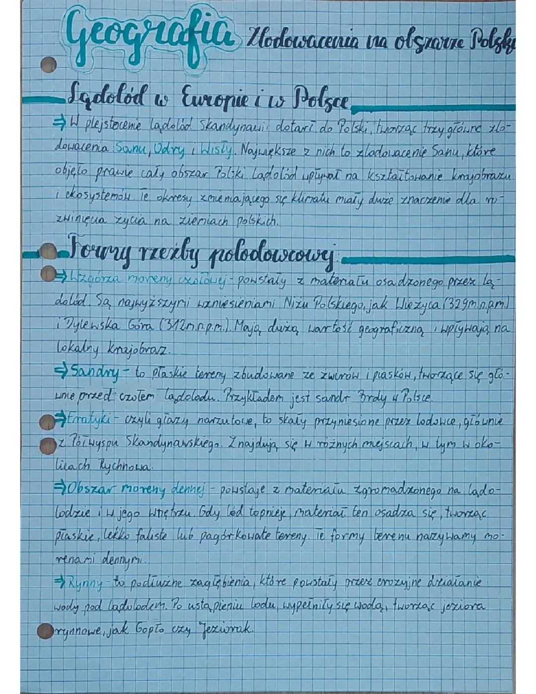 Geografia- zlodowacenia na obszarze Polski