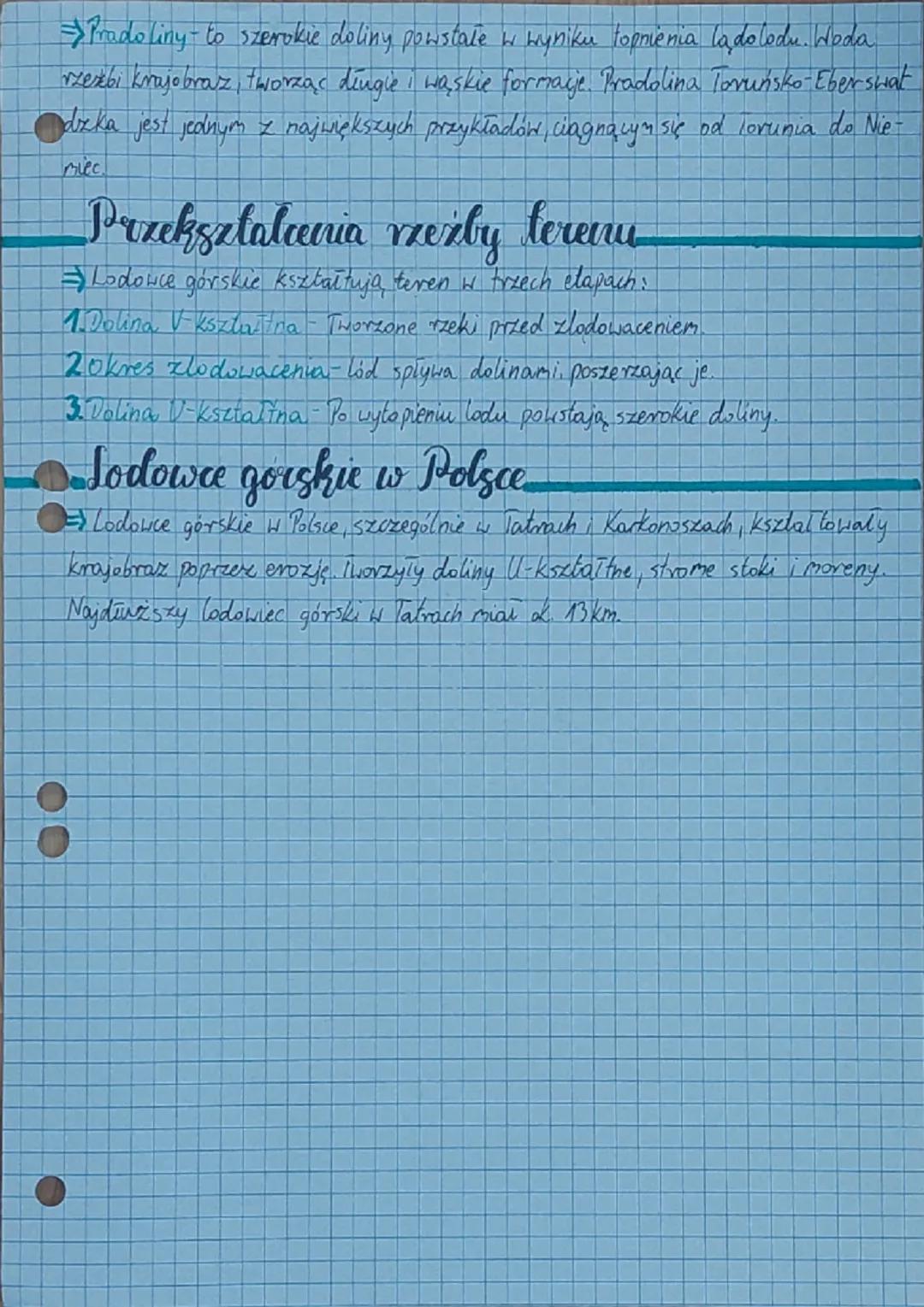 Geografia
Hodowacenia na obszarze Polska
Lądolód w Europie i w Polsce,
W plejstocenie lądolod Skandynawii dotarł do Polski, tworząc trzy głó
