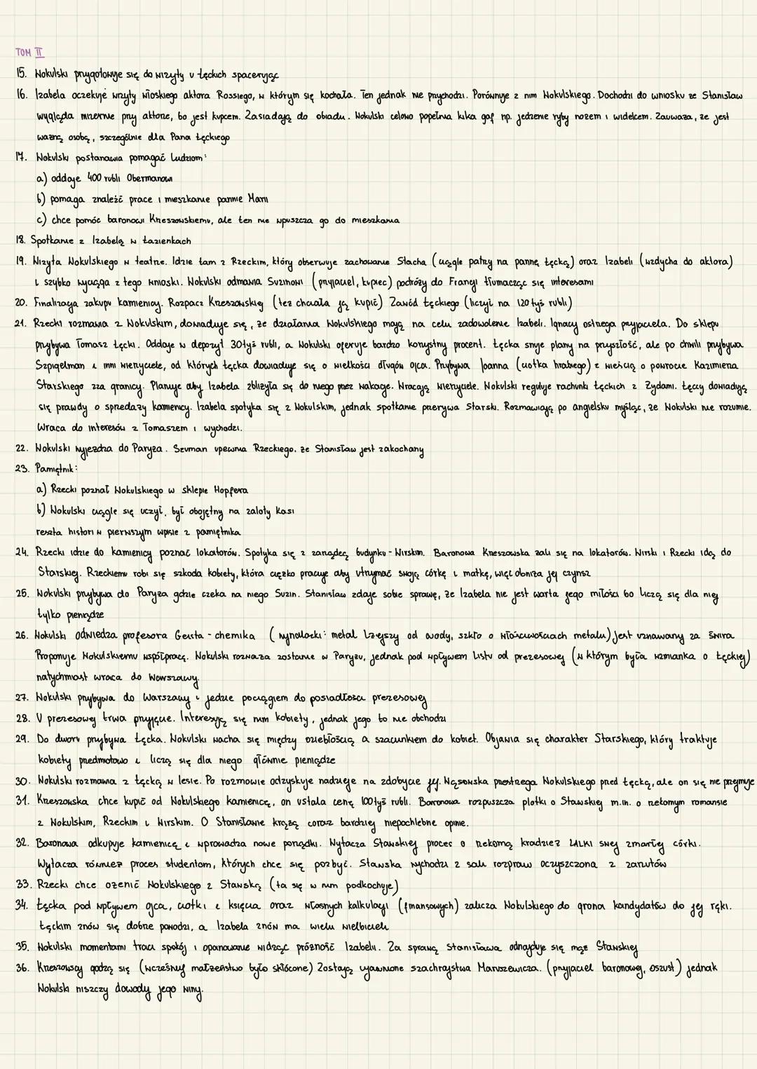 BOLESŁAN PRUS
LALKA"
PLAN MIDARIER
TOM I
1. Rozmowa o Nokulskim u jadľodayrı
a) by subiektem u Hopfera (mat 20 kilka Lat)
b) poszedł do sz