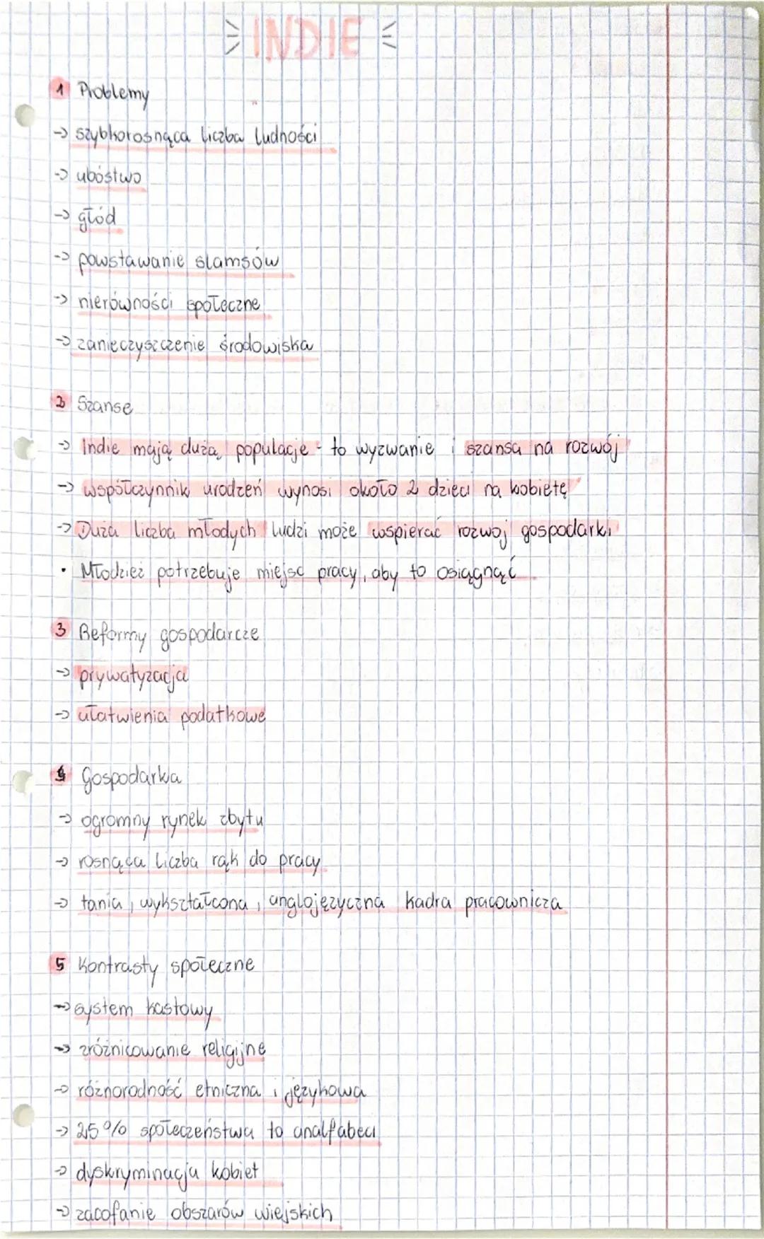 1 Problemy
INDIE
→ szybkorosnąca Liczba ludności
→ubóstwo
→głod
->
powstawanie slamsow
→ nierówności społeczne
- zanieczyszczenie środowiska
