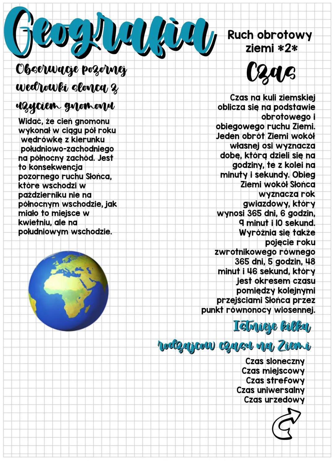 Geografia
Widoczne na niebie Słońce
od wieków pozwalało
ludziom orientować się
w czasie
i przestrzeni. Jego
pozorny ruch na sferze
niebieski