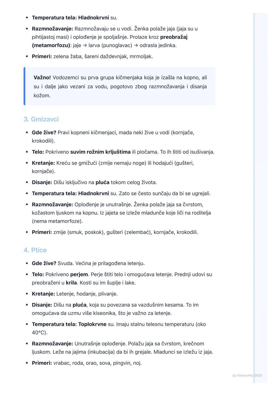 # Kičmenjaci
Uvod u kičmenjake
Kičmenjaci su životinje koje imaju unutrašnji skelet čiji je glavni deo kičma.
Kičma je sastavljena od pršl