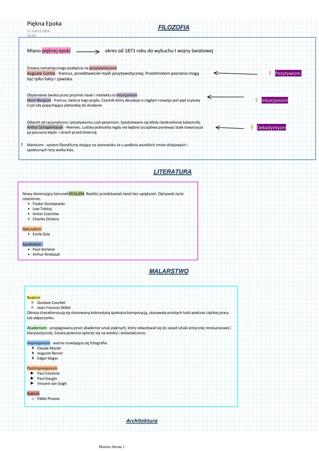 Piękna Epoka
11 marca 2024
16:40
Miano pięknej epoki
FILOZOFIA
okres od 1871 roku do wybuchu I wojny światowej
Zmiana romantycznego podejści