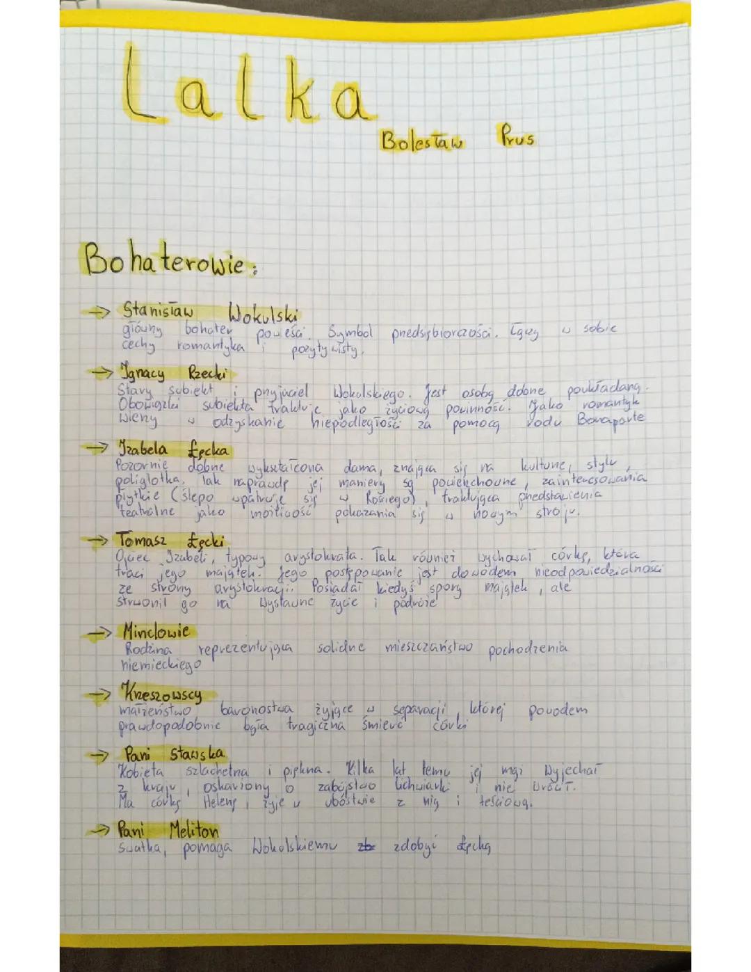 Język polski lektura lalka Bolesław Prus