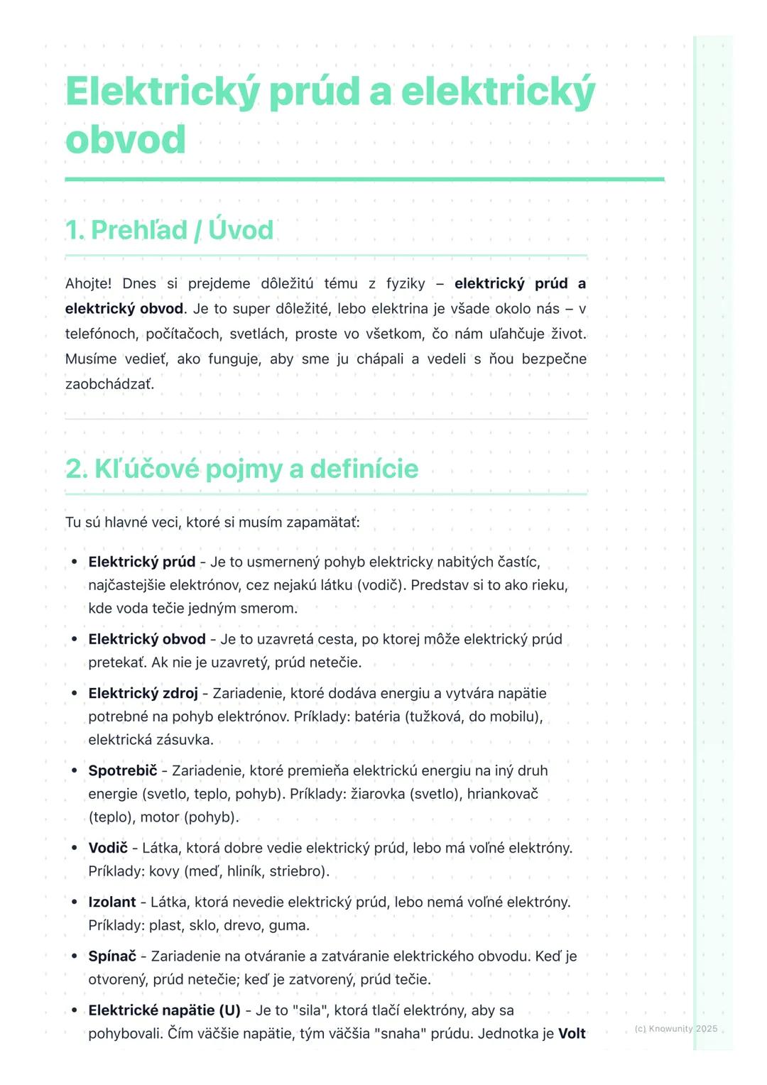 # Elektrický prúd a elektrický
obvod
1. Prehľad / Úvod
Ahojte! Dnes si prejdeme dôležitú tému z fyziky elektrický prúd a
elektrický obvod.