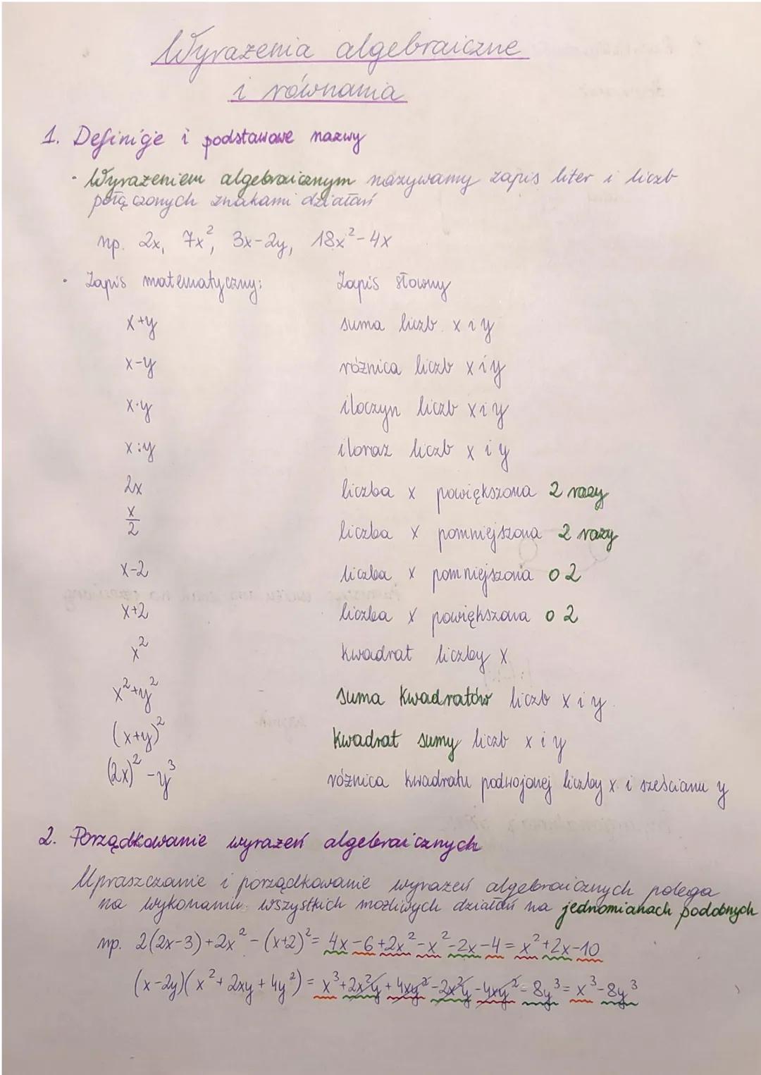 Wyrażenia algebraiczne i równania - egzamin ósmoklasisty
