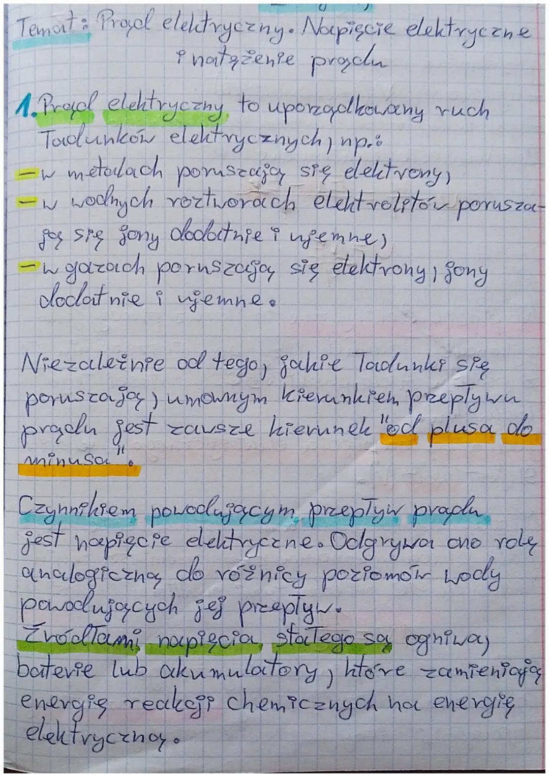 Temat: Prapl elektryczny. Napięcie elektryczne
I natężenie prądu
1. 1. Procl Prad elektryczny, elektryczny to uporządkowany ruch
Tadunków e