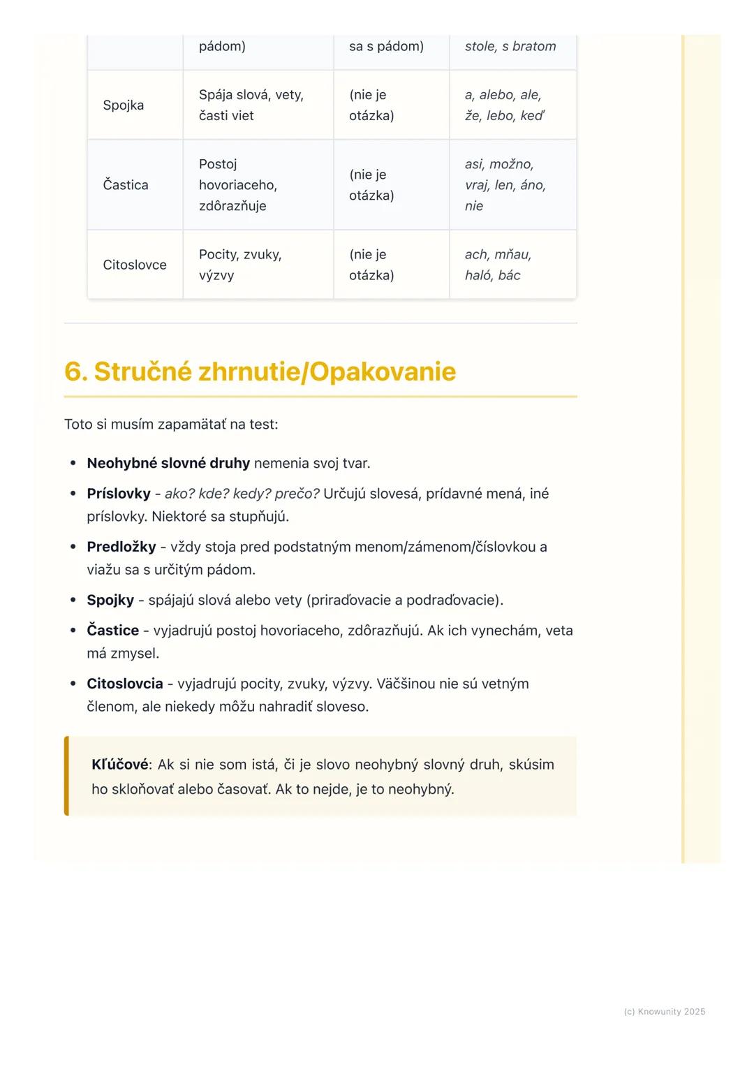 # Neohybné slovné druhy
1. Prehľad neohybných slovných druhov
Takže, ideme si zopakovať a prehĺbiť neohybné slovné druhy. Sú to slová, kto
