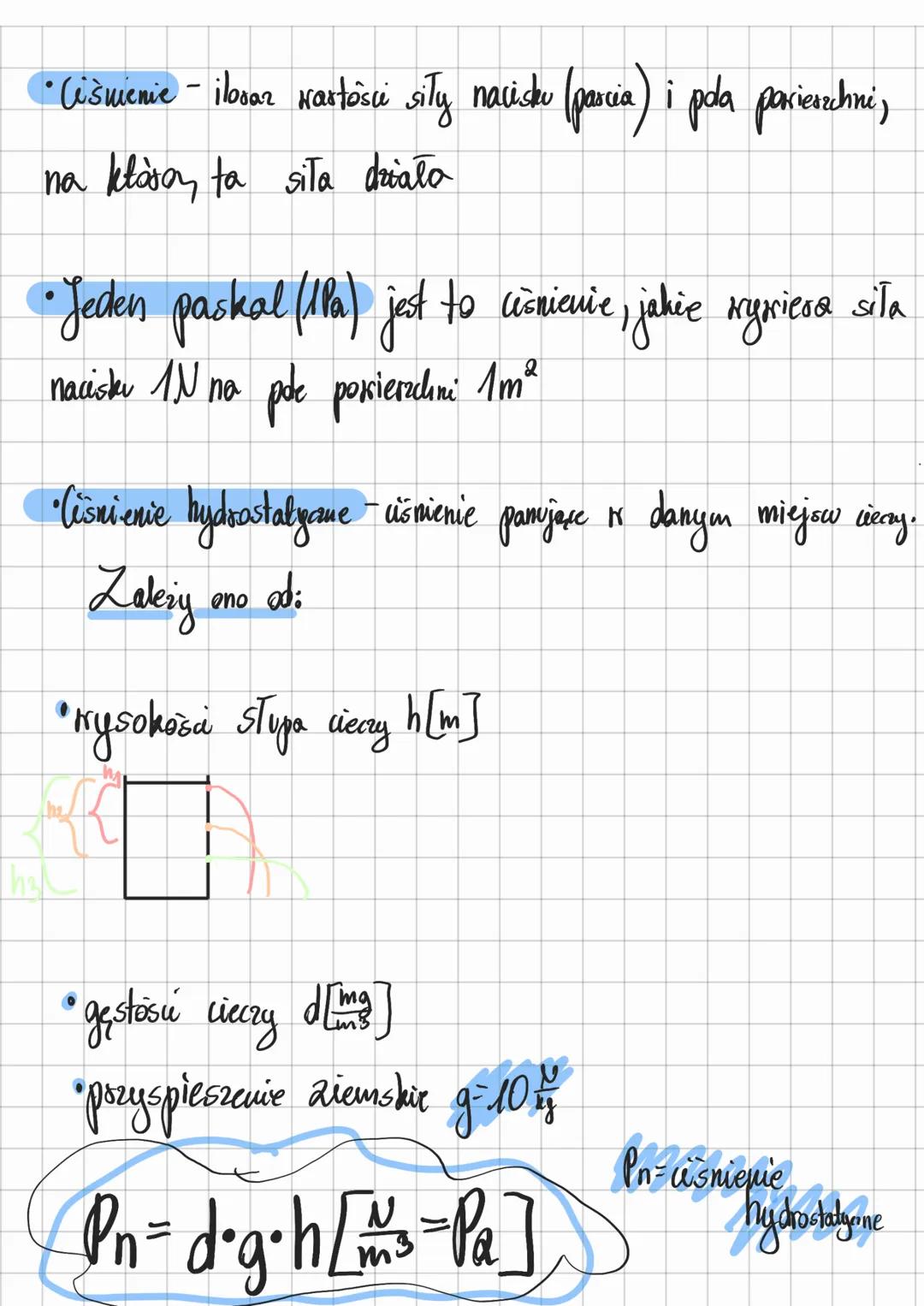 ・ Ciśnienie - ibsar Kartosci siły nacisku (parcia) i pola parierzchni)
na ktáron ta siła działa
•Jeden paskal (1Pa) jest to ciśnienie, jakie