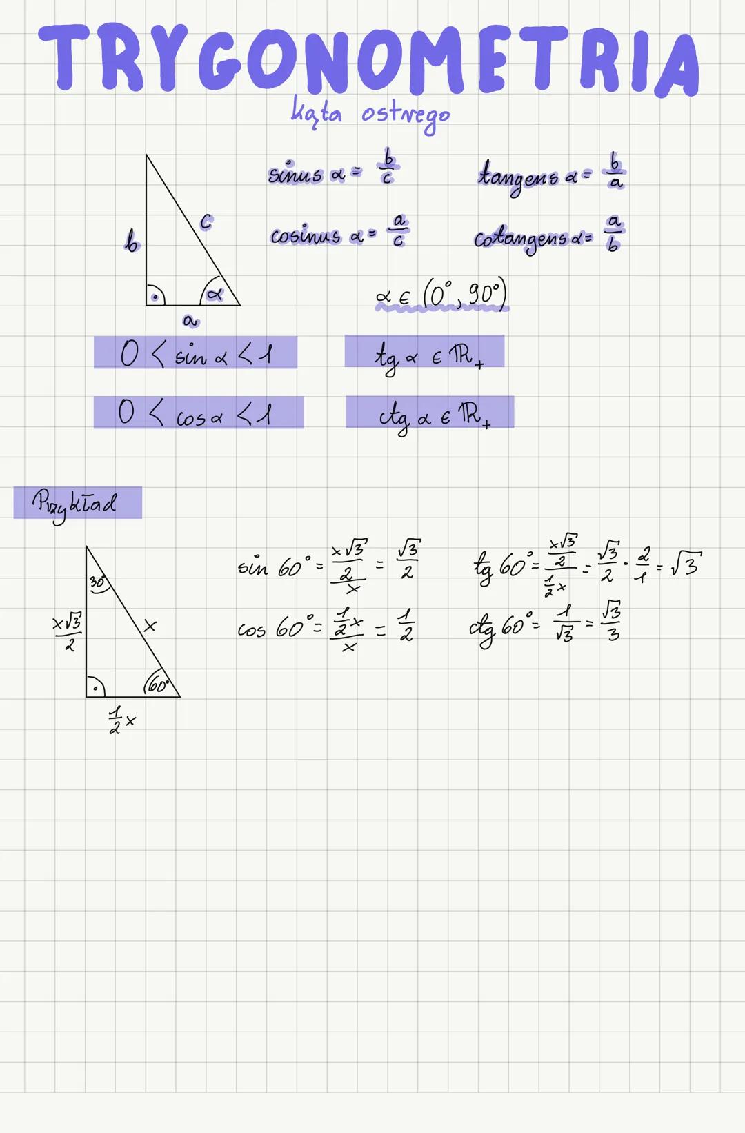 Podstawy trygonometrii kąta ostrego