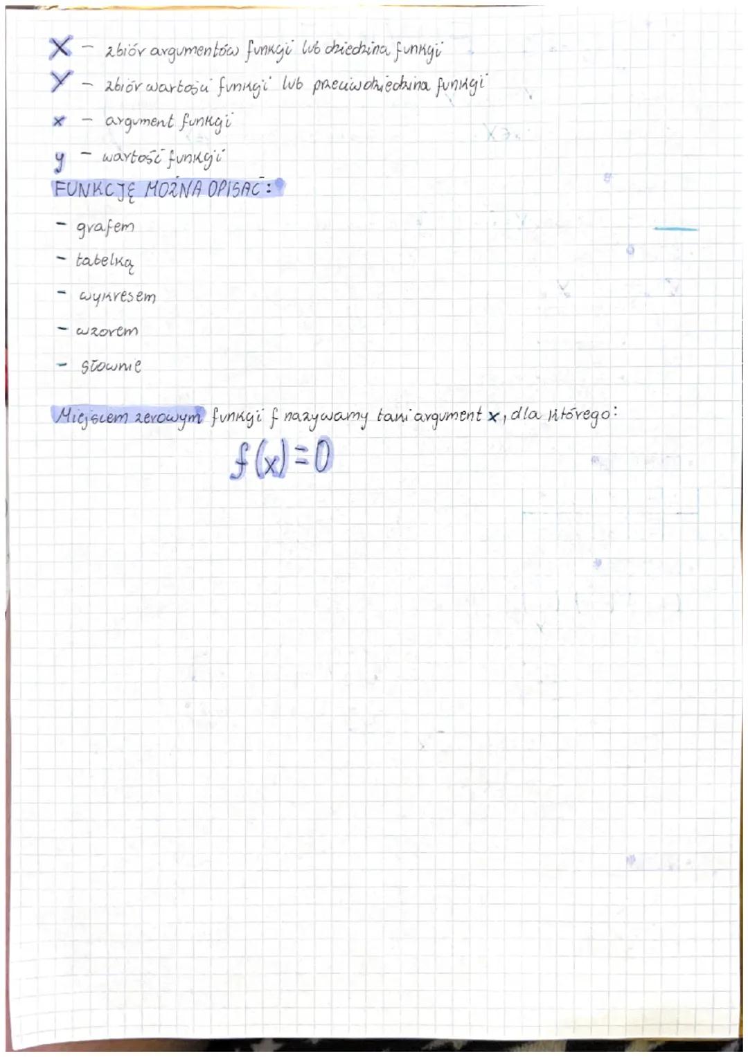 POJECIE FUNKCJI
Funkcją 20 zbioru X w zbiór Y nazywamy przyporządkowanie, w ktovym
ważdemu elementowi xEX odpowiada duintadnie jeden element