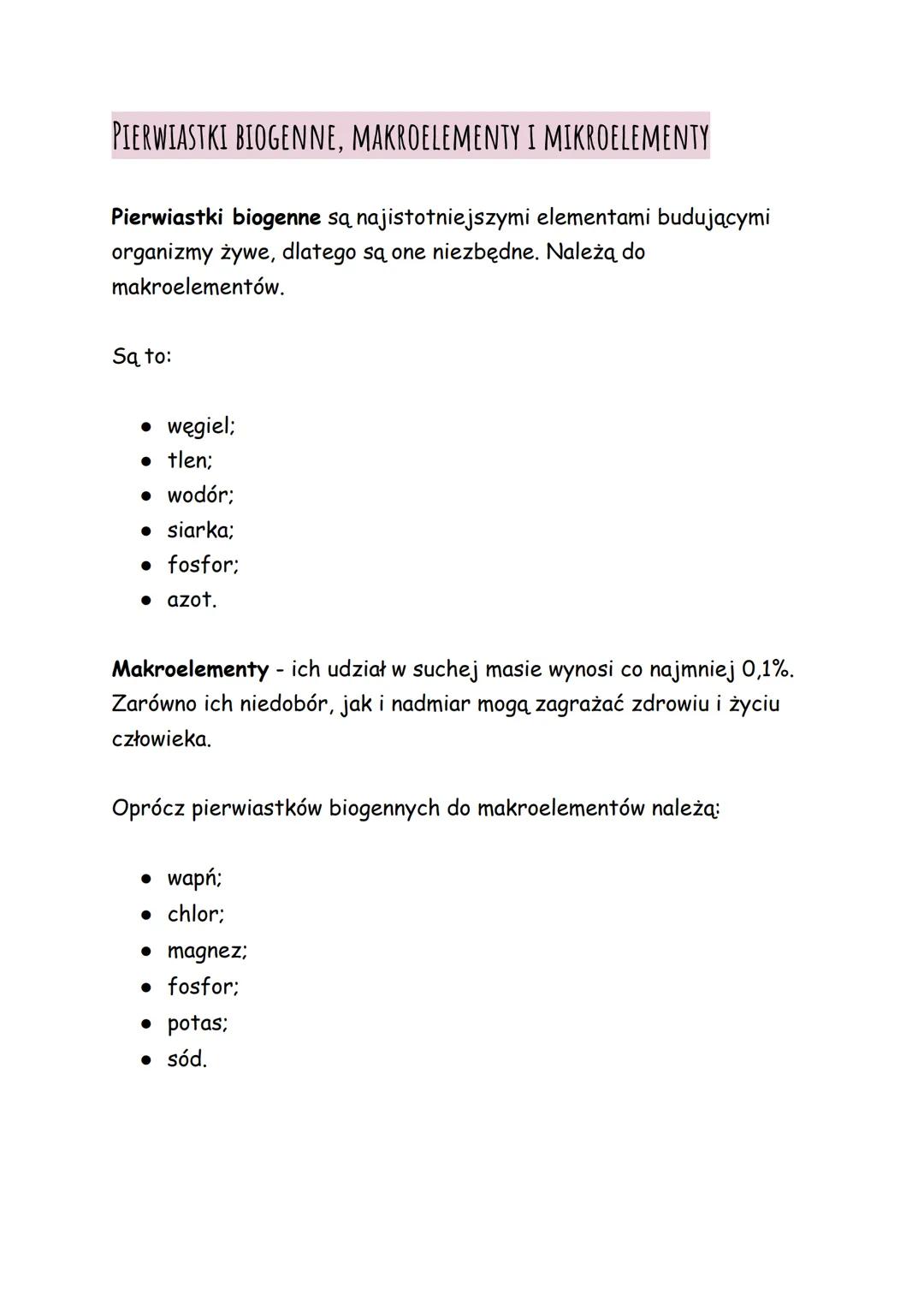 Pierwiastki biogenne, makroelementy i mikroelementy