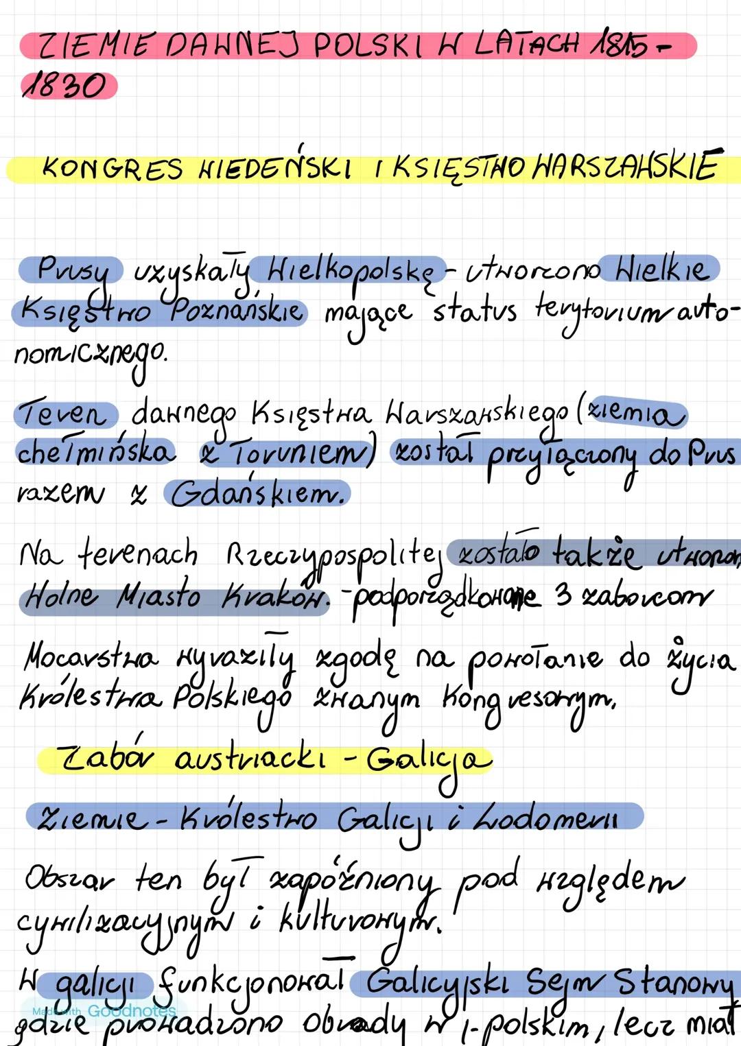 Ziemie dawnej Rzeczpospolitej 1815-1830 dwa tematy