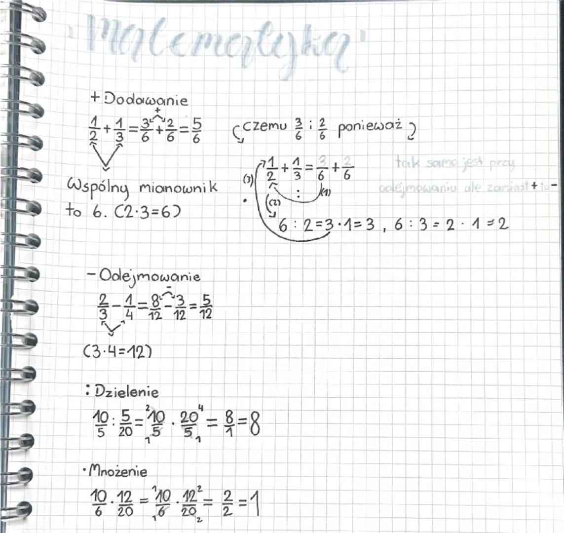 Matematyka
+Dodawanie
3 i
+1 = 3^2=5 (czemu 2 ½ ponieważ 2
Wspólny mianownik
to 6. C2-3=6)
6
312
+
tak samo jest przy
(3)
2
3 6
6
:
Jenn
.
b