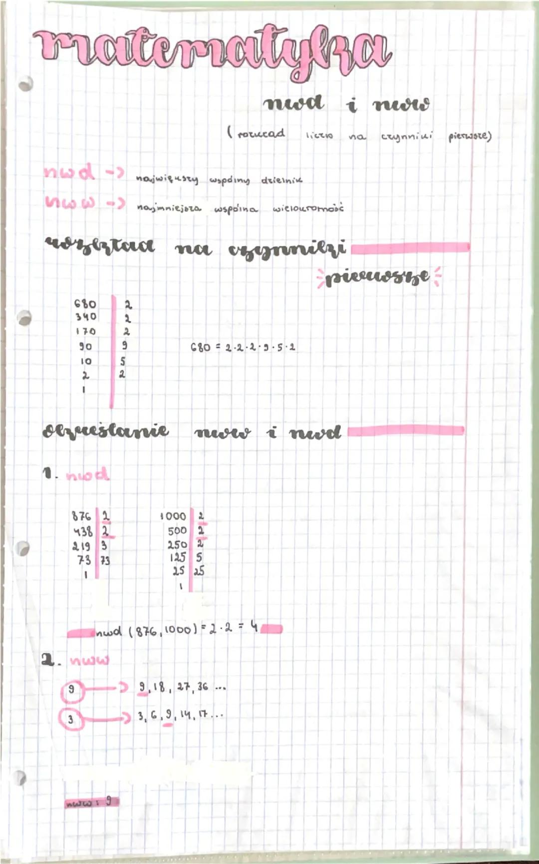 # matematyka
nwd i nere
(rorucad 1ictio na czynniki pierwore)
nwd-> największy wspólny dzielnic
nww najmniejsza wspoina wielokromość
roz