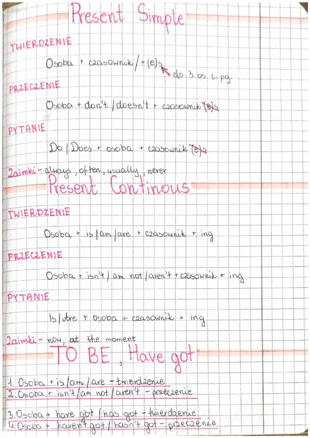 THIERDZENIE
Present Simple
Osoba + czasownik / +(e) ³ do 3 os b. pg.
L.
PRZECZENIE
PYTANIE
Osoba + don't / doesn't + casownik (e)s
Do Does +