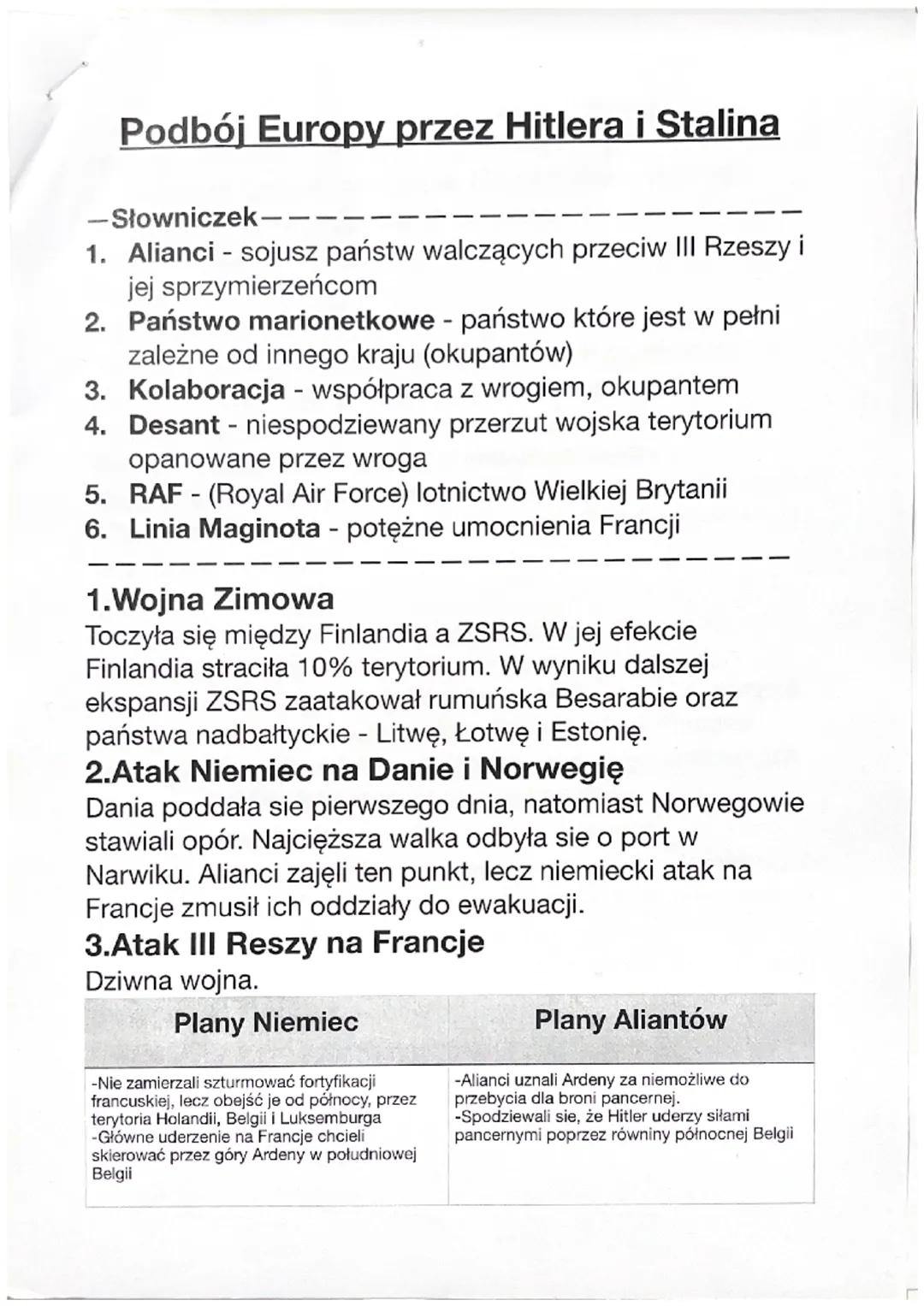 podbój Europy przez Hitlera i Stalina