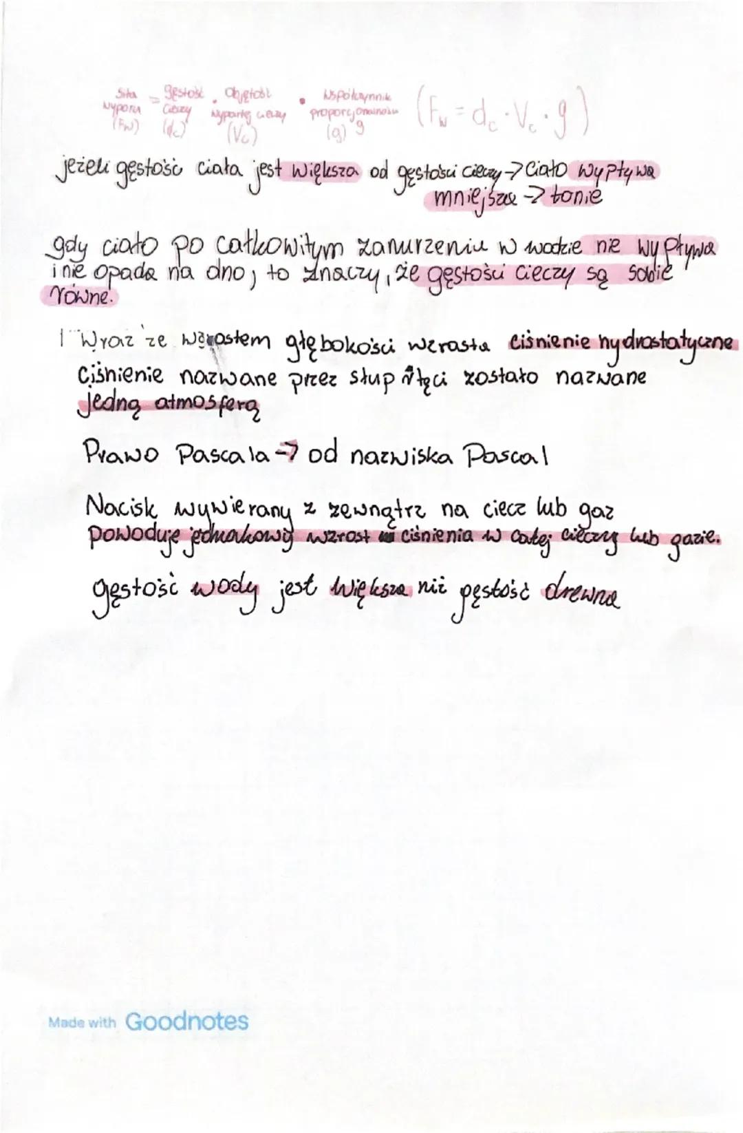 --- OCR Start ---
hydrostatyka i
aerostatyka
Nacisk sita z jaką jedno ciało działa na drugrie
(P)
Ciśnienie =
Wariosi siry nacisku
Pole pow