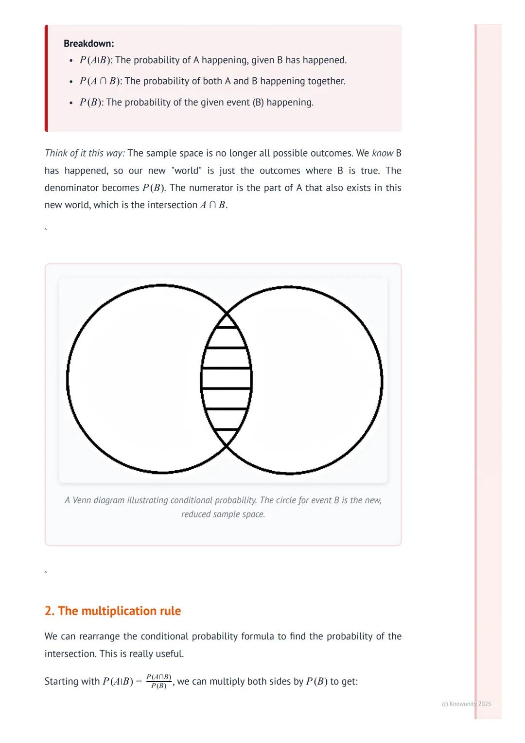 # Conditional Probability and
Independence
What is conditional probability?
This is about how the probability of an event changes when we