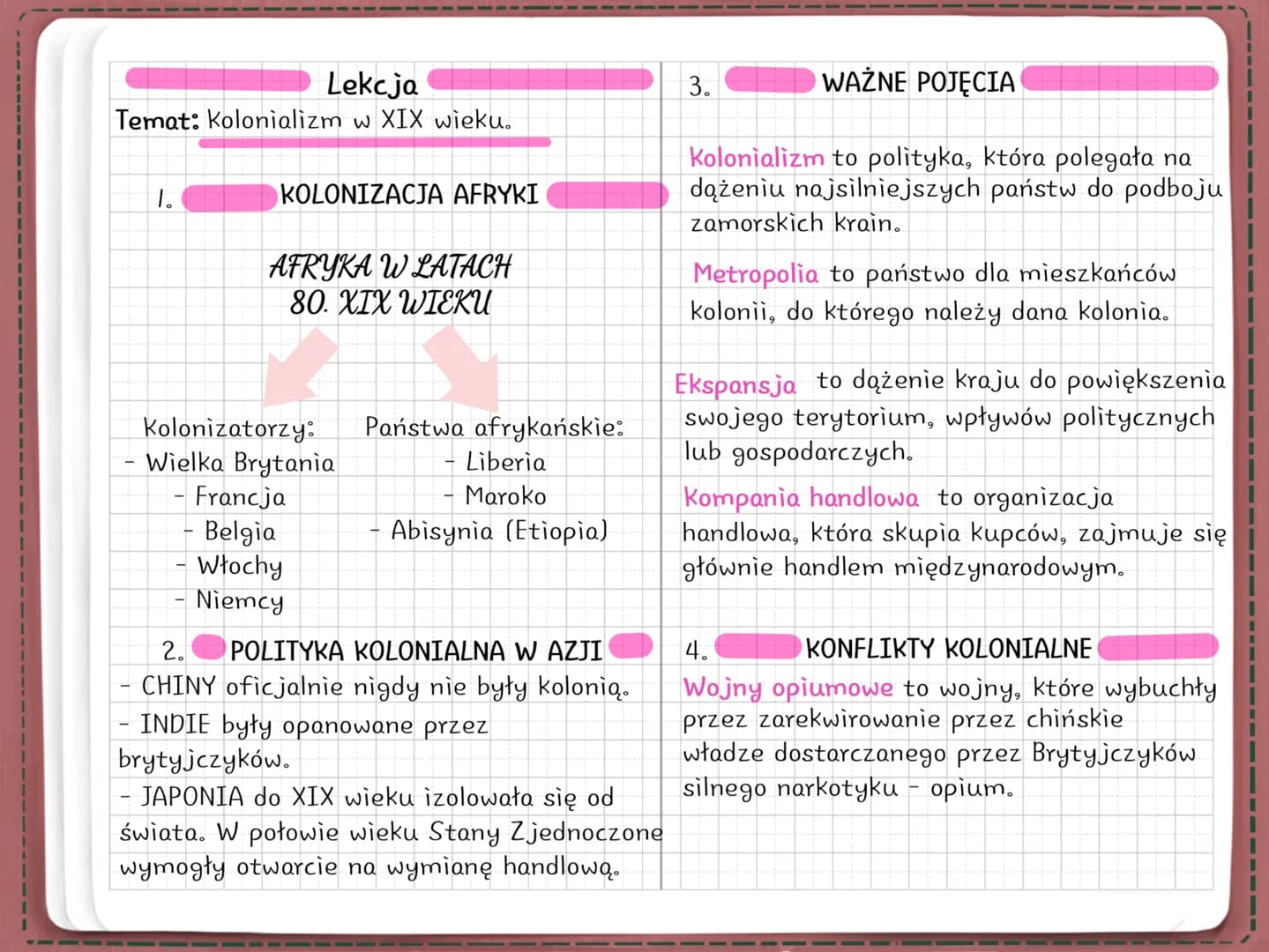 # Lekcja
## Temat: Kolonializm w XIX wieku.
### 1. KOLONIZACJA AFRYKI
#### AFRYKA W LATACH 80. XIX WIEKU
Kolonizatorzy:
- Wielka Brytania