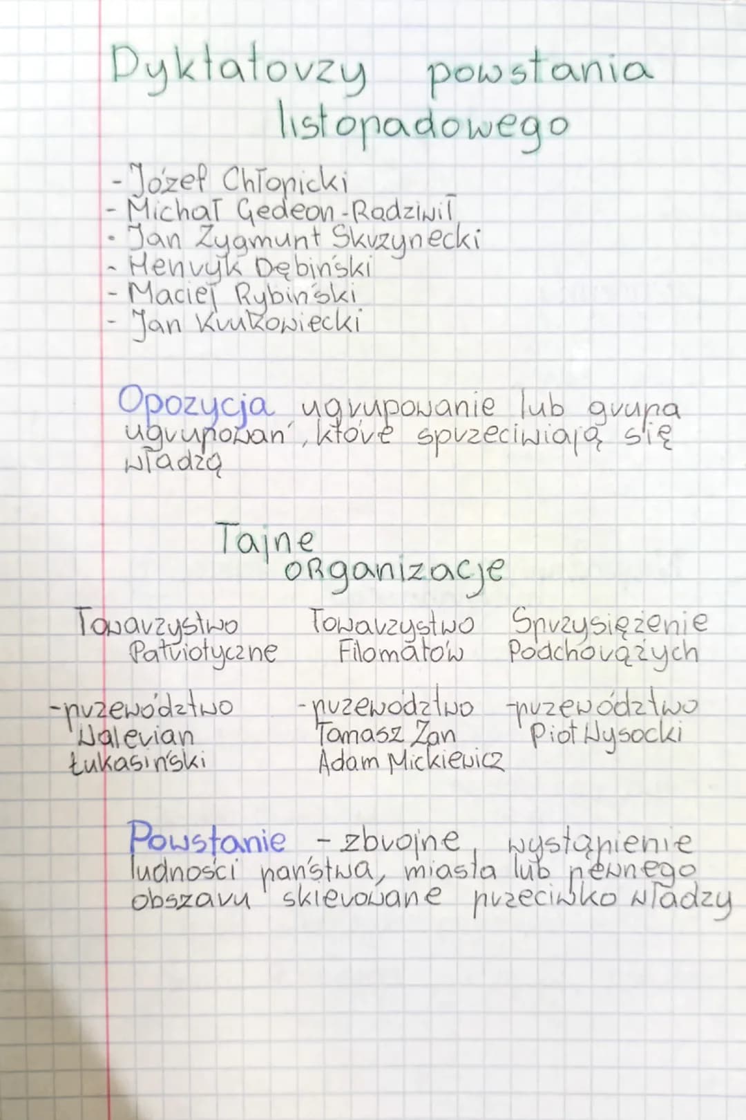 # Powstanie Listopadowe
29/30 XI 1830-183
## pvzyczyny
- dążenie Polaków do odzyskania niepodległości.
- Tamanie nuzez cava zapisów konstyt