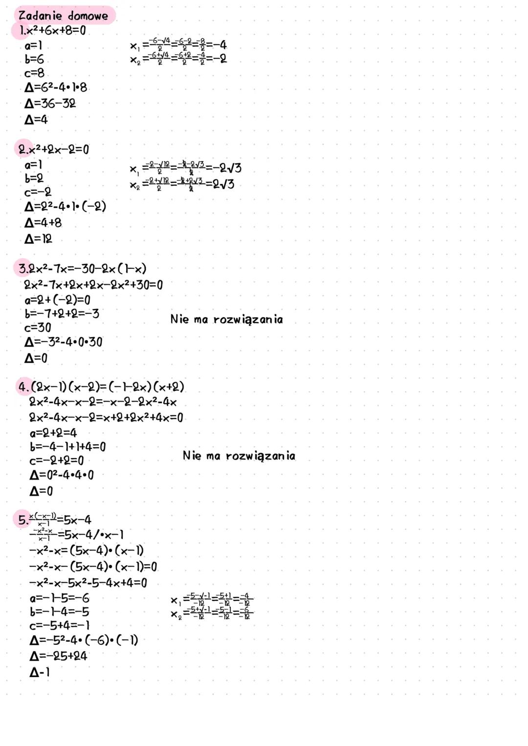 25.09.2022
Matematyka
# Rozwiązanie równan kwadratowych
W równaniach kwadratowych niewiadoma x jest w drugiej połędze czyli x², w
przypadku